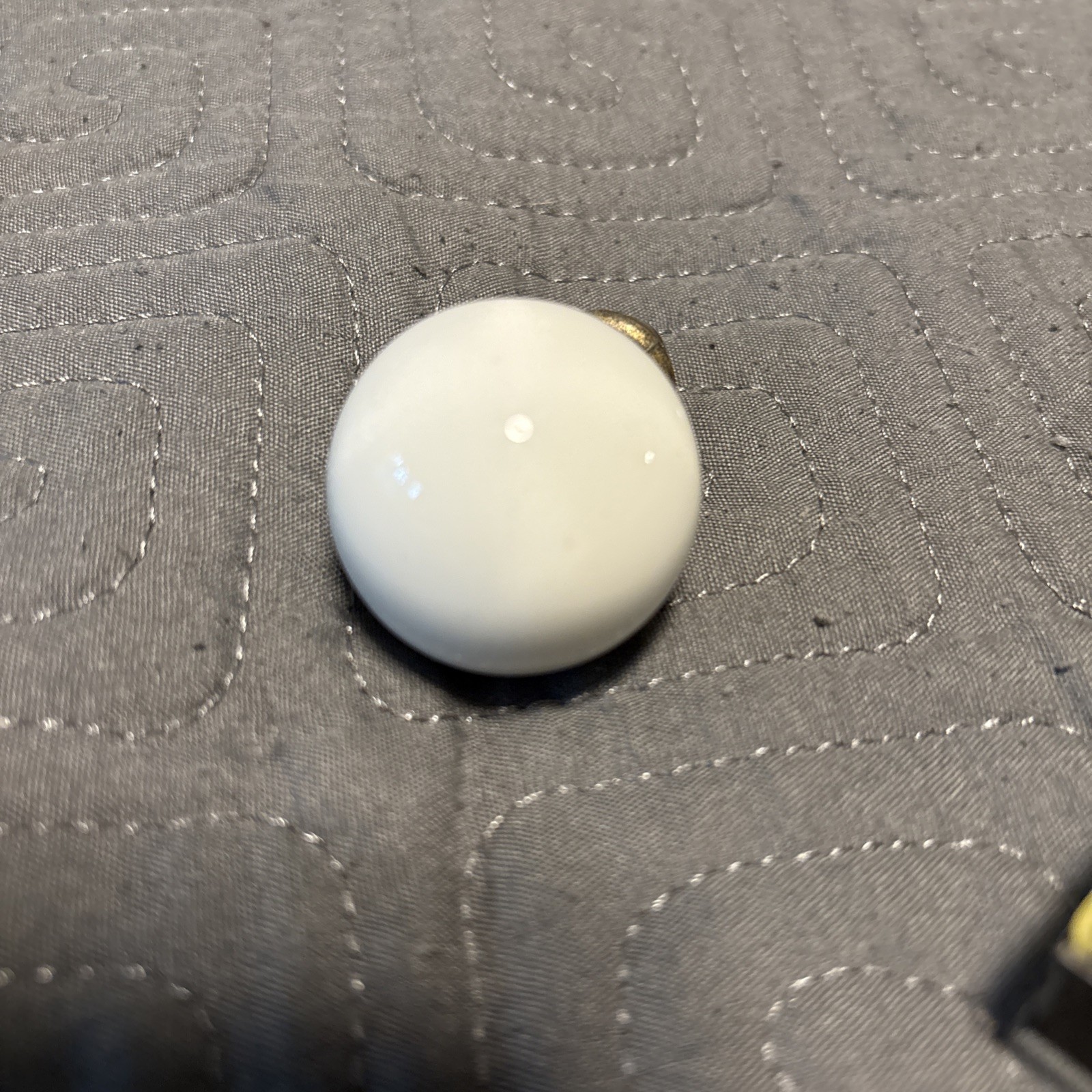 Vintage Porcelain & Brass 1-1/4″ White Round Ball Cabinet Door Drawer Pull