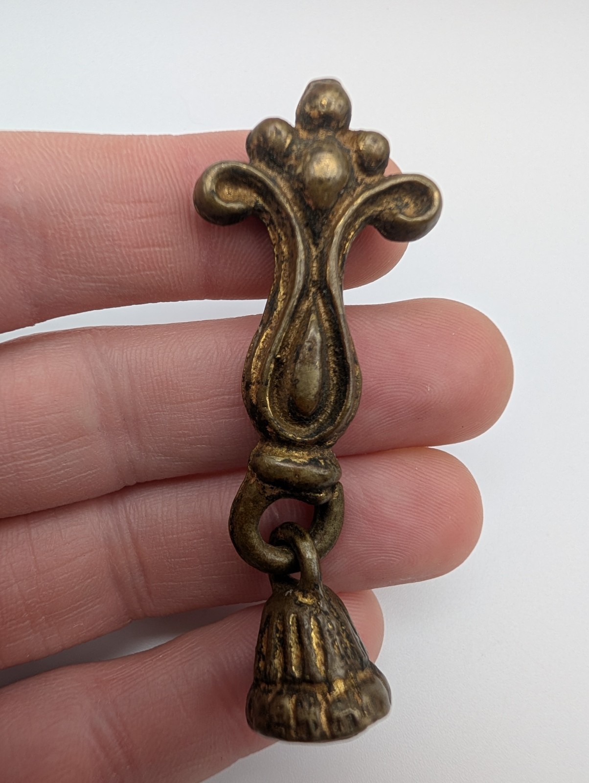 Antique/Vintage Ornate Brass Drop Drawer Pull & Extra Piece Decorative Hardware