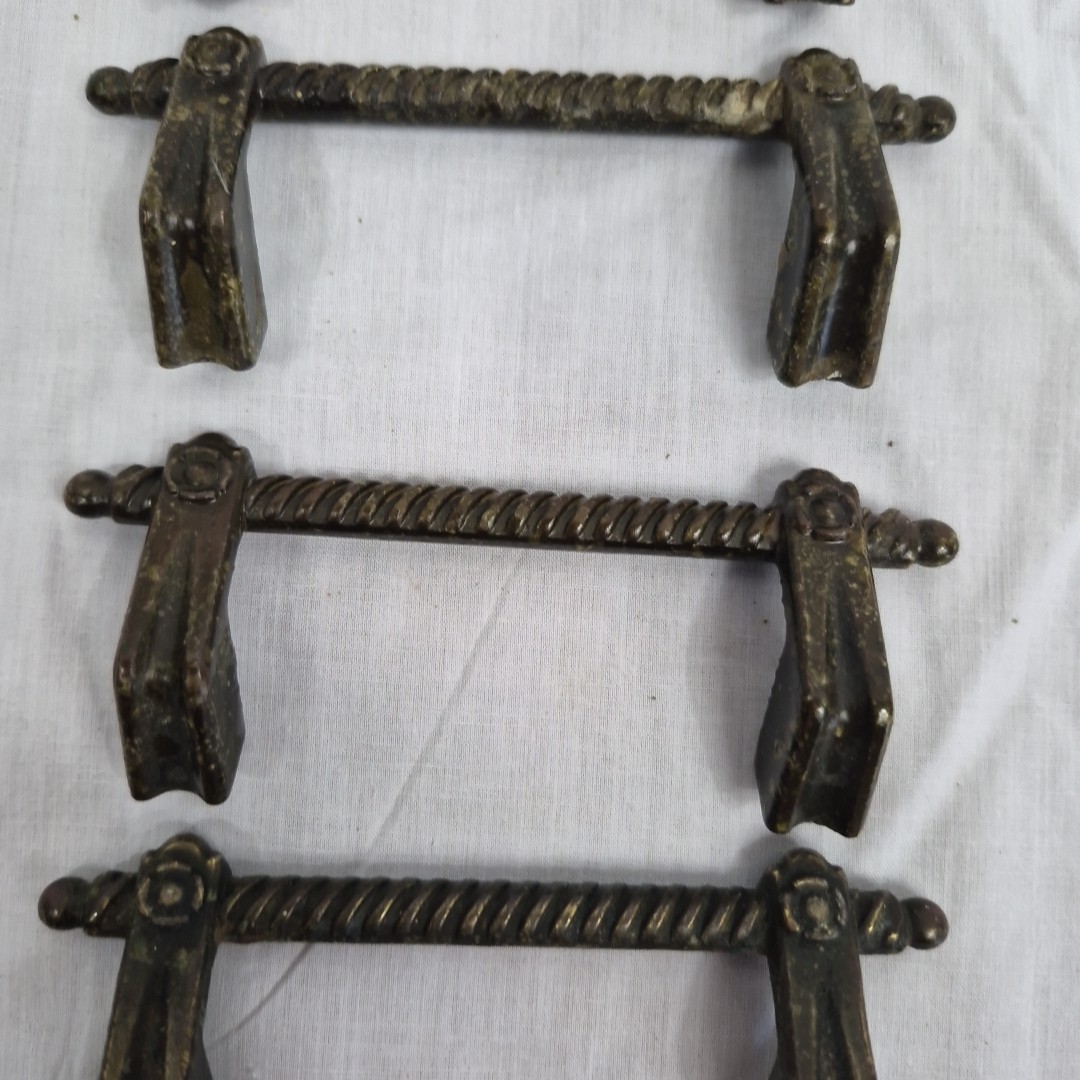 Vintage 1970s Lot of 4 Ajax 958 Espana Rope Drawer Pulls 4.5in Brass Tone Metal