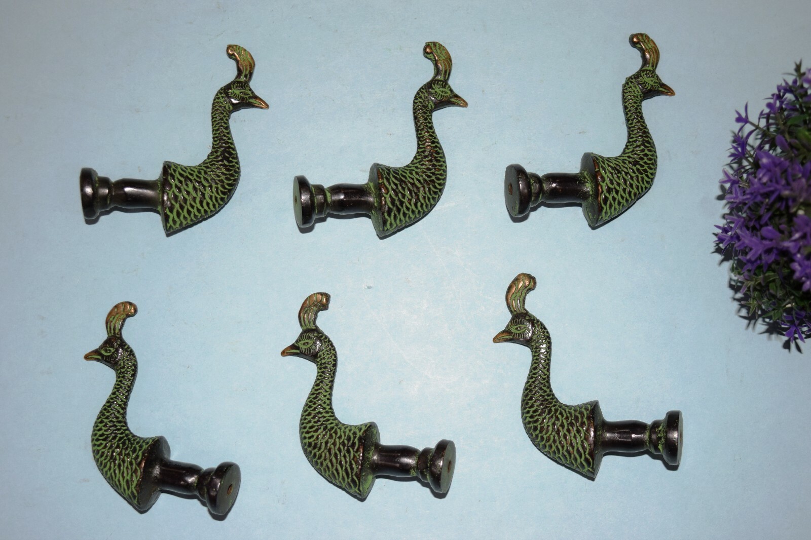 Brass Turkey Bird Cabinet Pull Designer Peacock Head Door Knobs Accessory EK985