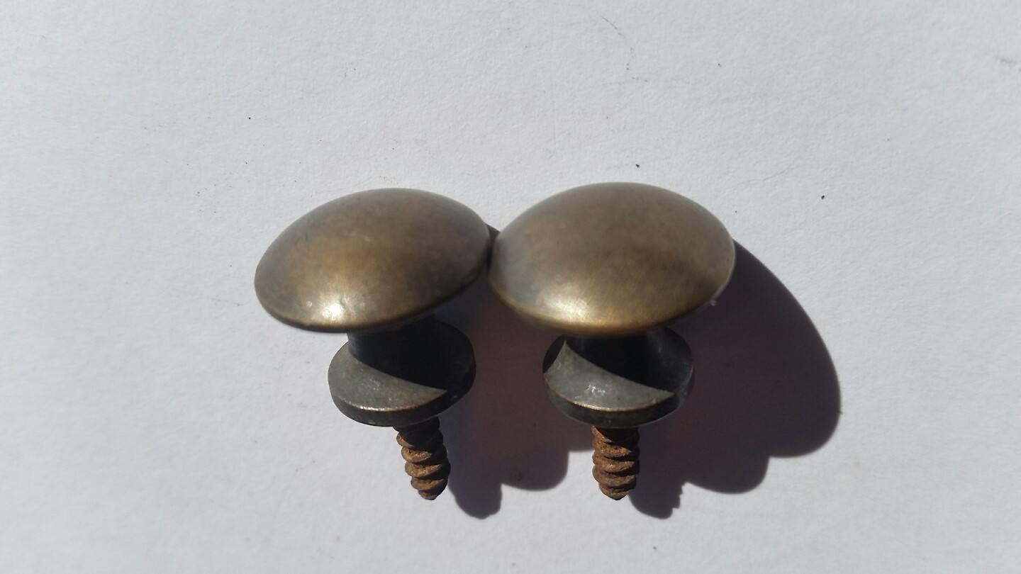 Pair (2) Solid Brass Stacking Barrister Bookcase Hoosier 5/8″ Knobs Pulls #K2