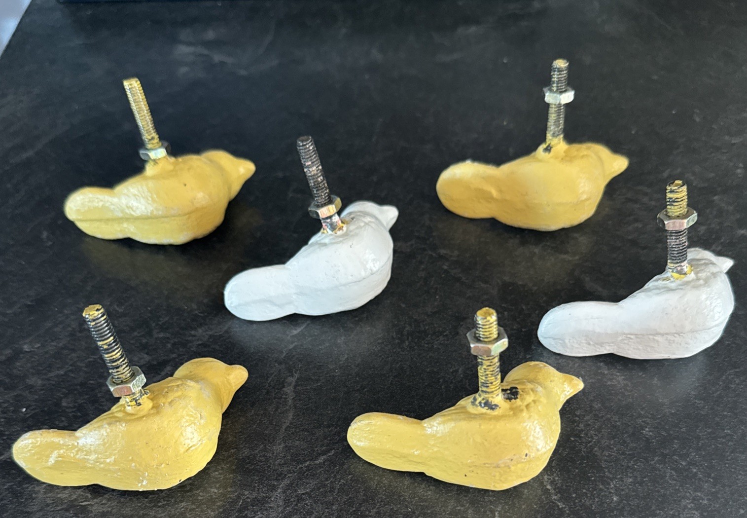 Set Of 6-2.5 Inch Distressed Cast Iron Bird Drawer Cabinet Pulls Screw 1 Inch
