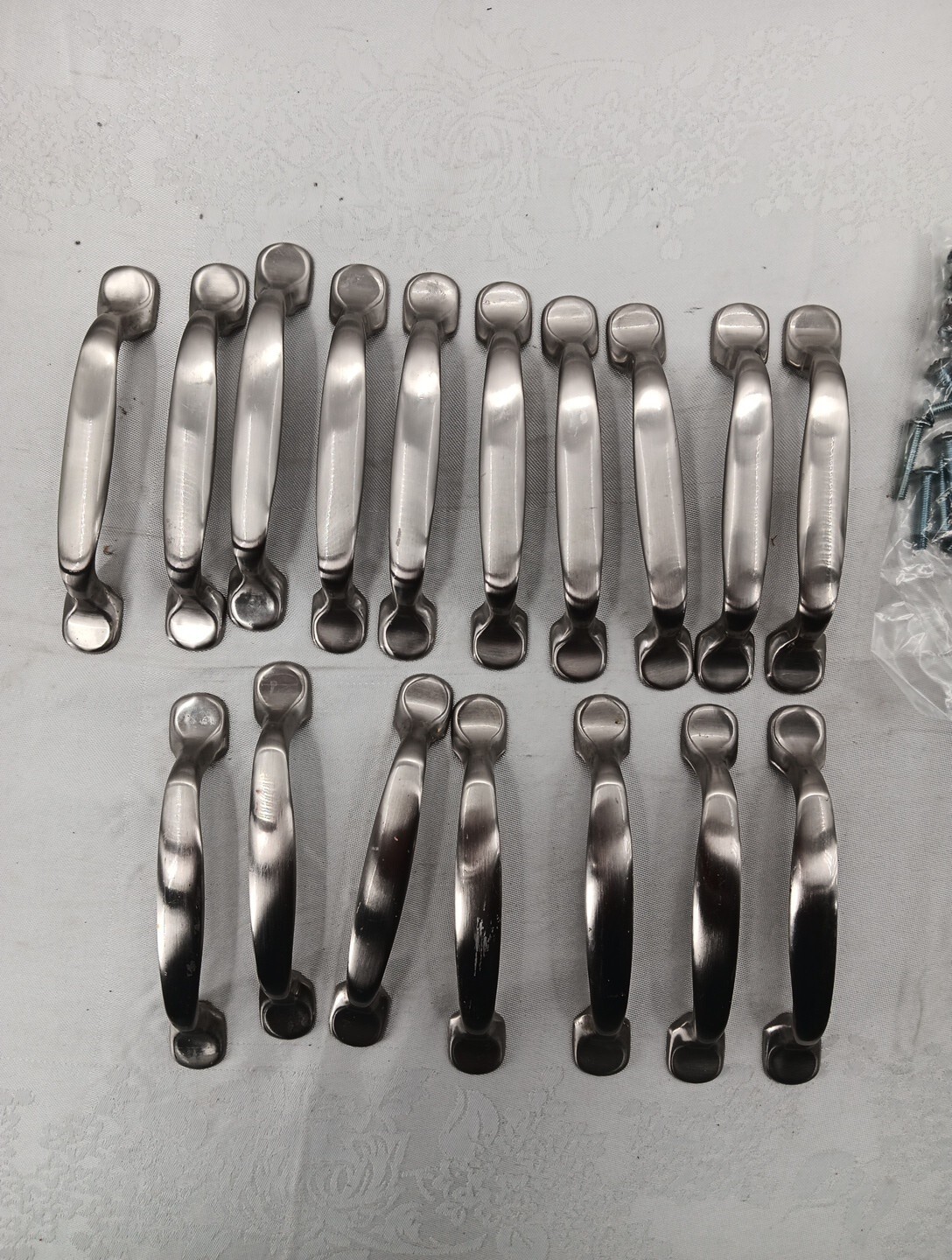 Lot Of 17 Nickel Drawer Cabinet Pulls