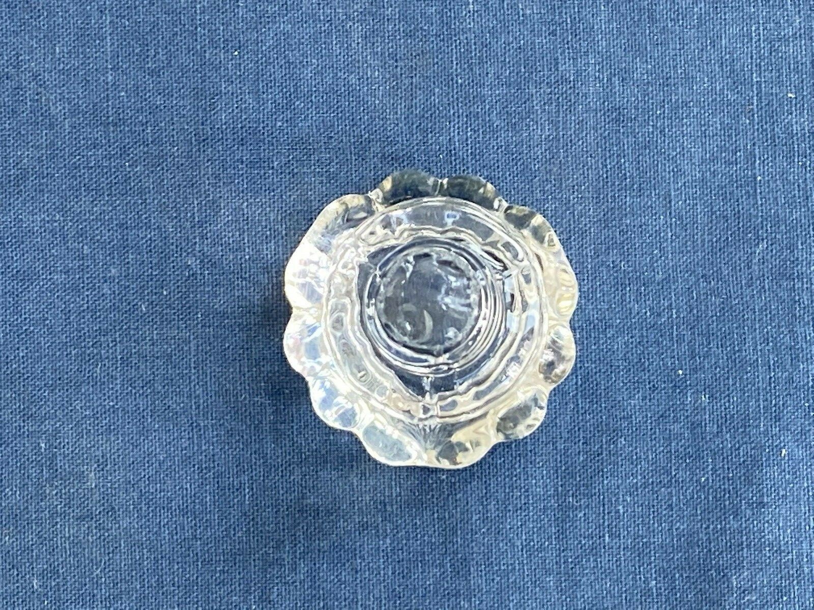 Antique Clear Glass Round Scalloped Drawer Pull Knob 1″ with Glass Screw