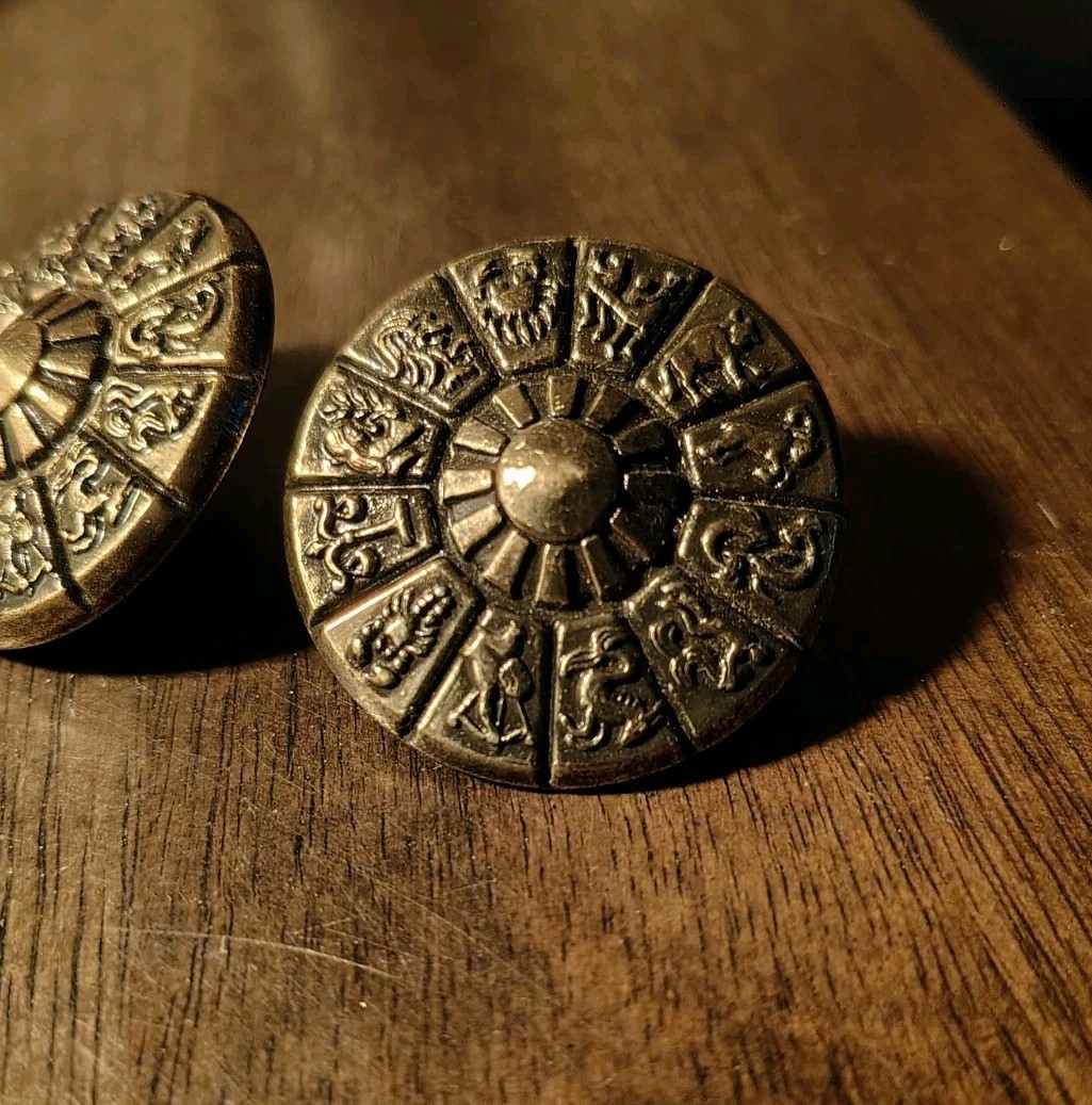 2 1-1/2in. Ajax Zodiac Knob Brass Vintage Mid Century Dresser Drawer Pull MCM