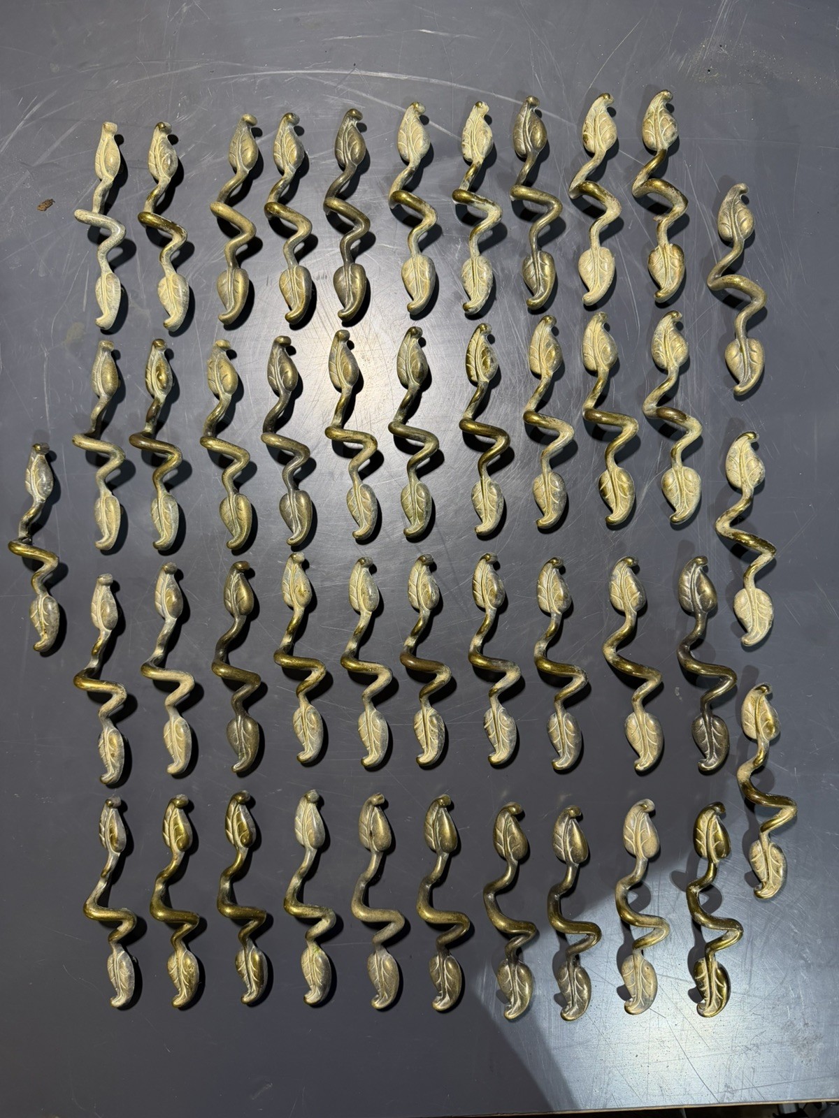 44 Brass Leaf And Vine Drawer Pull with screws.