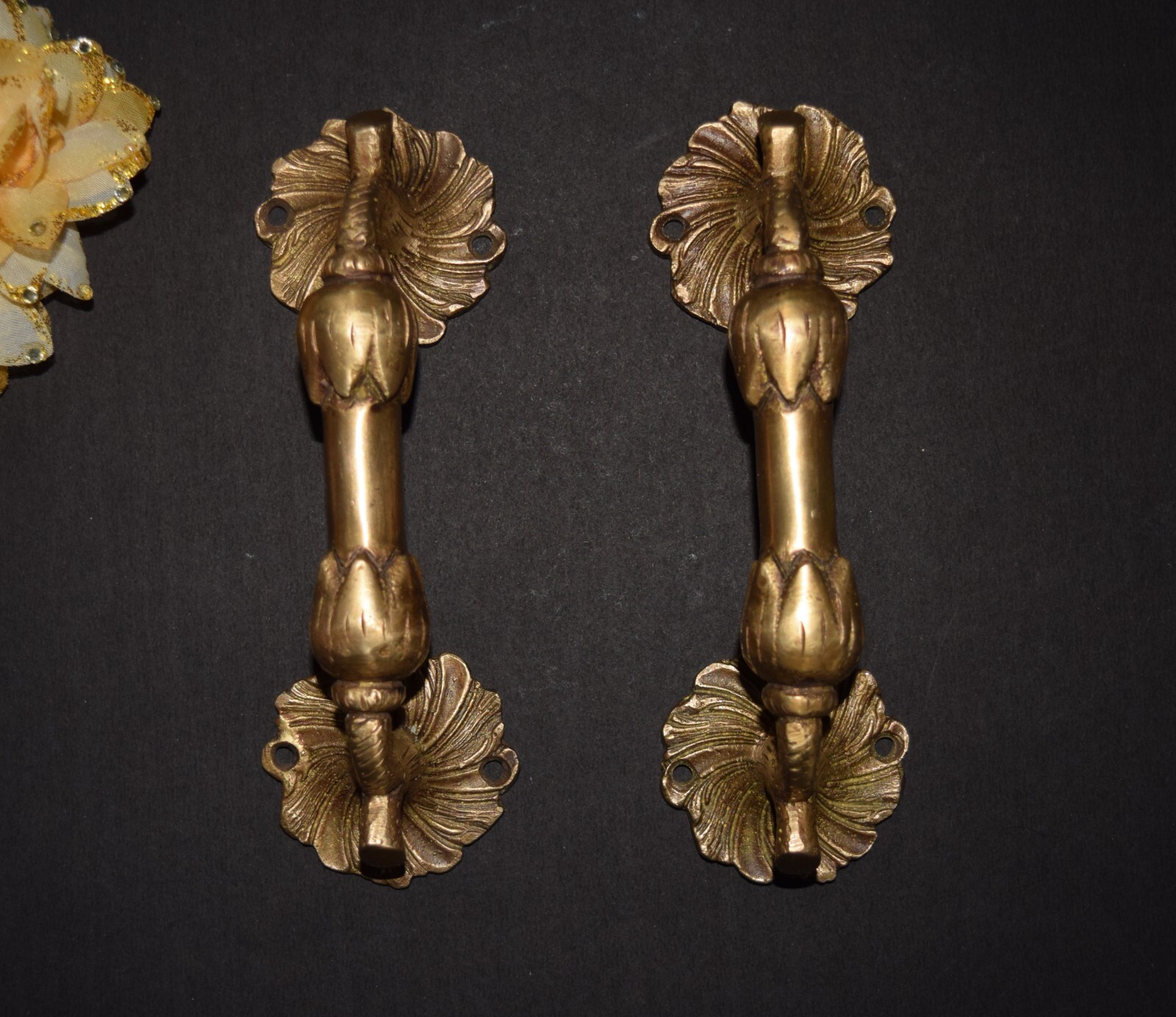 7” Inch Leaf Door Handles Brass Floral Door Furnishing Window Drawer Pull HK474