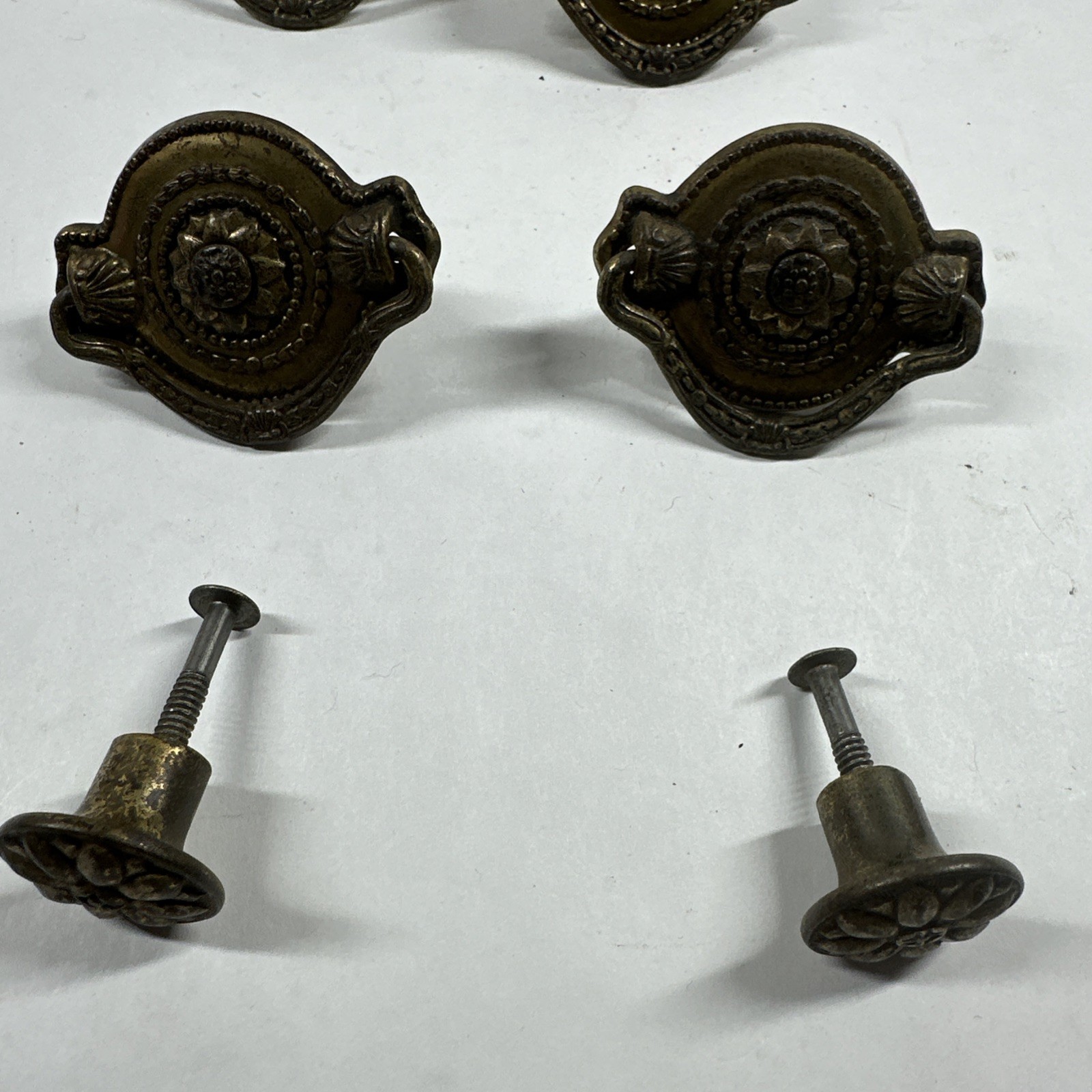 Vintage Metal Drawer Pull Drop Handle Set Of 8