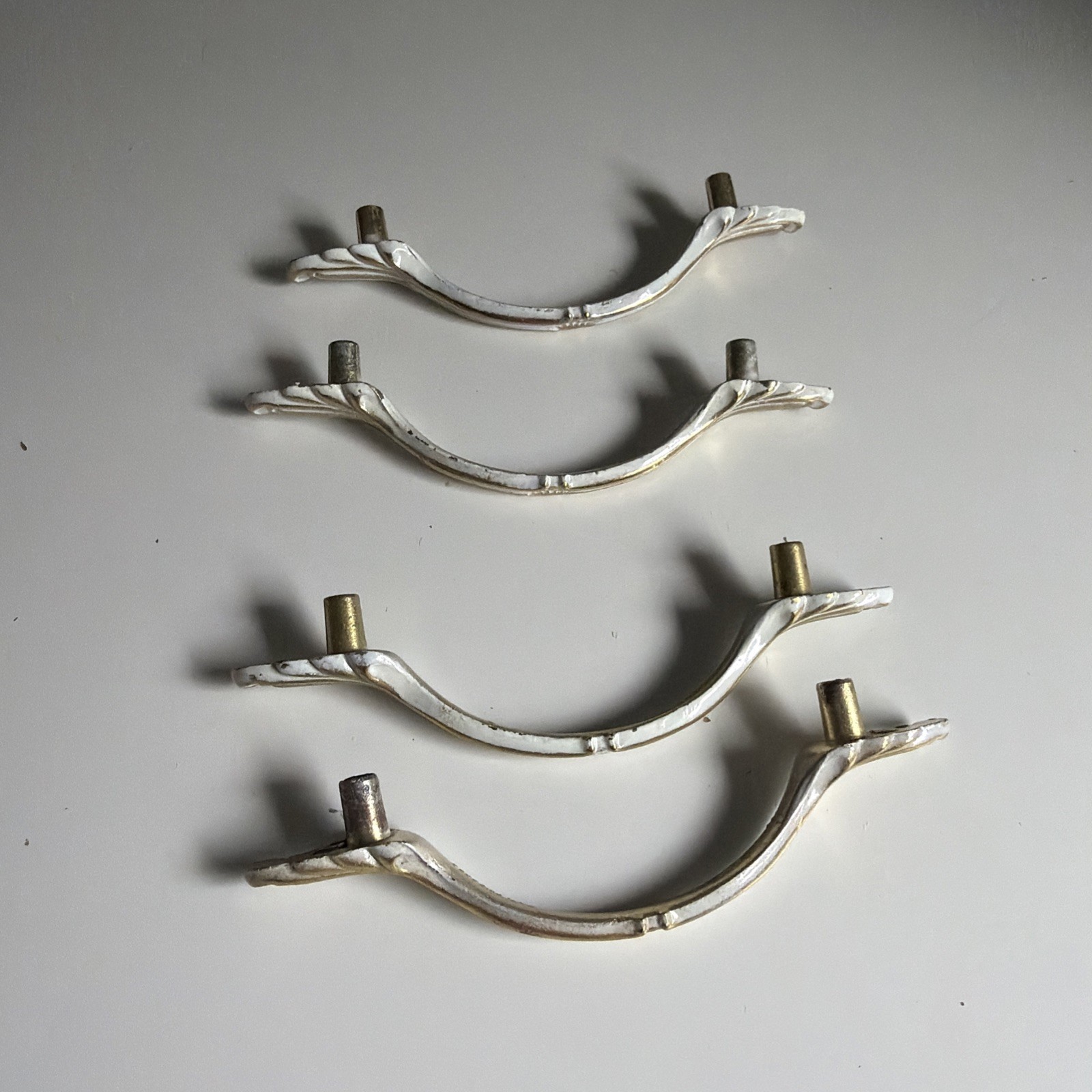 Vintage AJAX 989 4 Handles Cabinet Drawer Door Pull Gold White 3″ OC French Pro