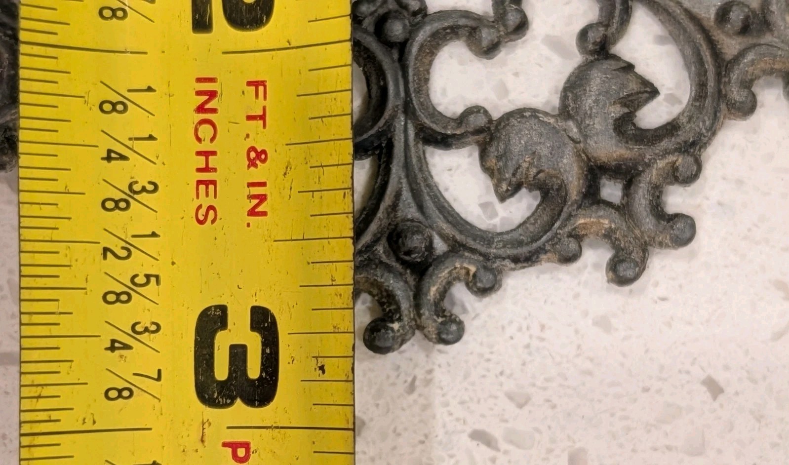 Vintage Drawer Pull W/Backplate (4) Escutcheon Ornate Filagree Brass From Japan