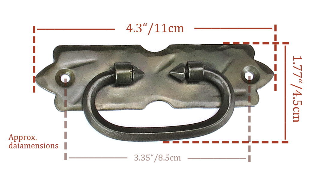 Cabinet Backplate Handle Wrought Iron Drawer Ring Pull Chest Antique Dresser