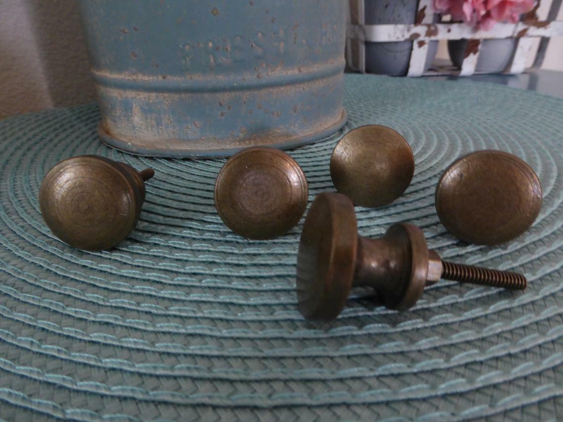 Antique Drawer Pulls Handles Bronze Flat Round Cabinets Vintage Knob