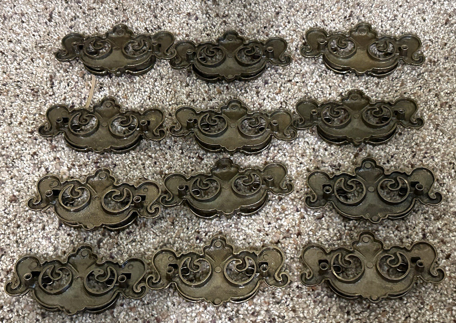 Vtg Lot 12 Cont B 1988 Drop Drawer Pull Handle B1066 Shiny Brass Bat Wing Sides