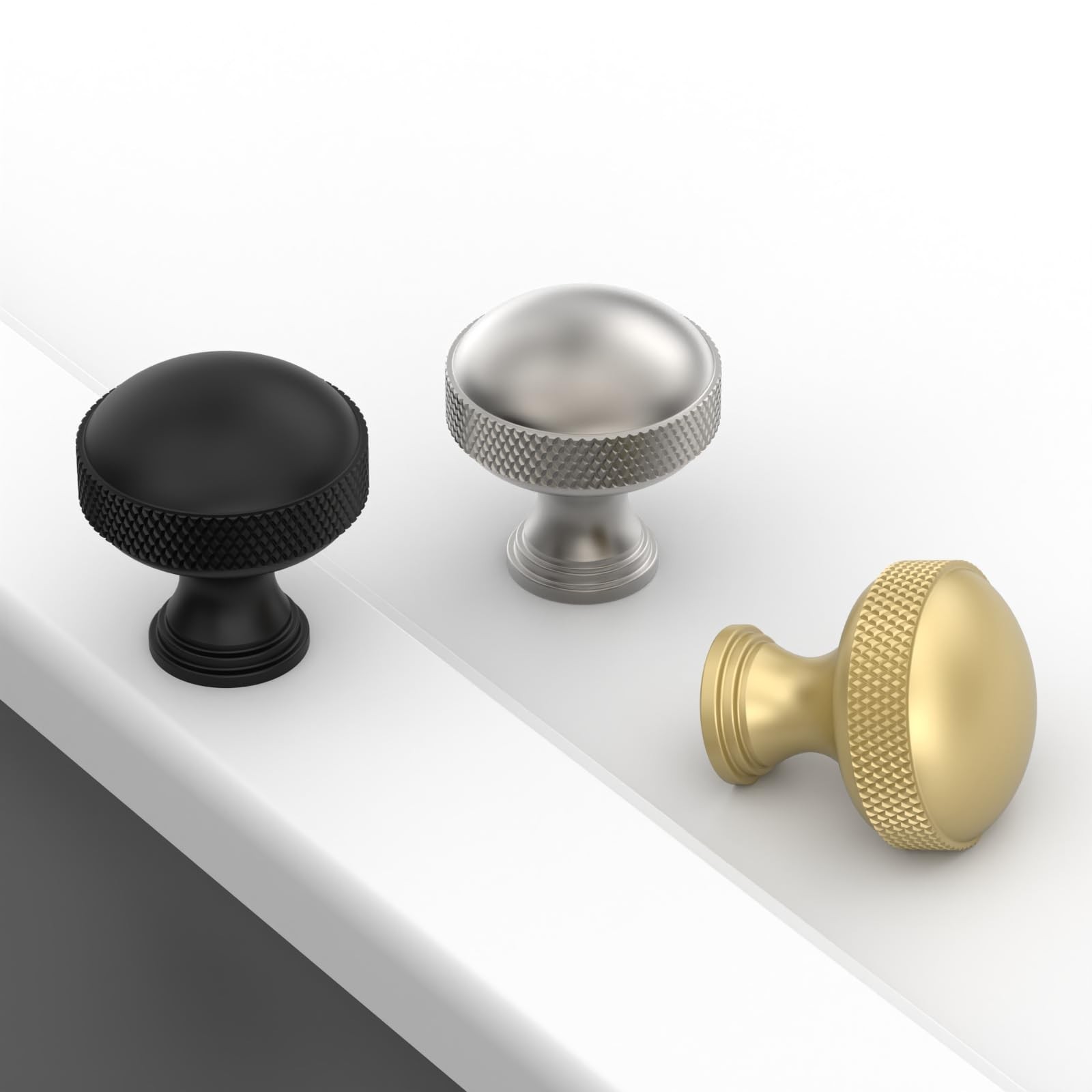 10 Pack Satin Nickel Cabinet Knobs Kitchen Knurled Cabinet Knob Brushed Nicke…