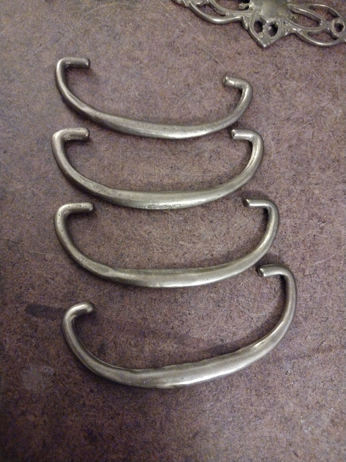 Vintage Ornate Bail Pull Handle Replacement Salvage Hardware Set of 4