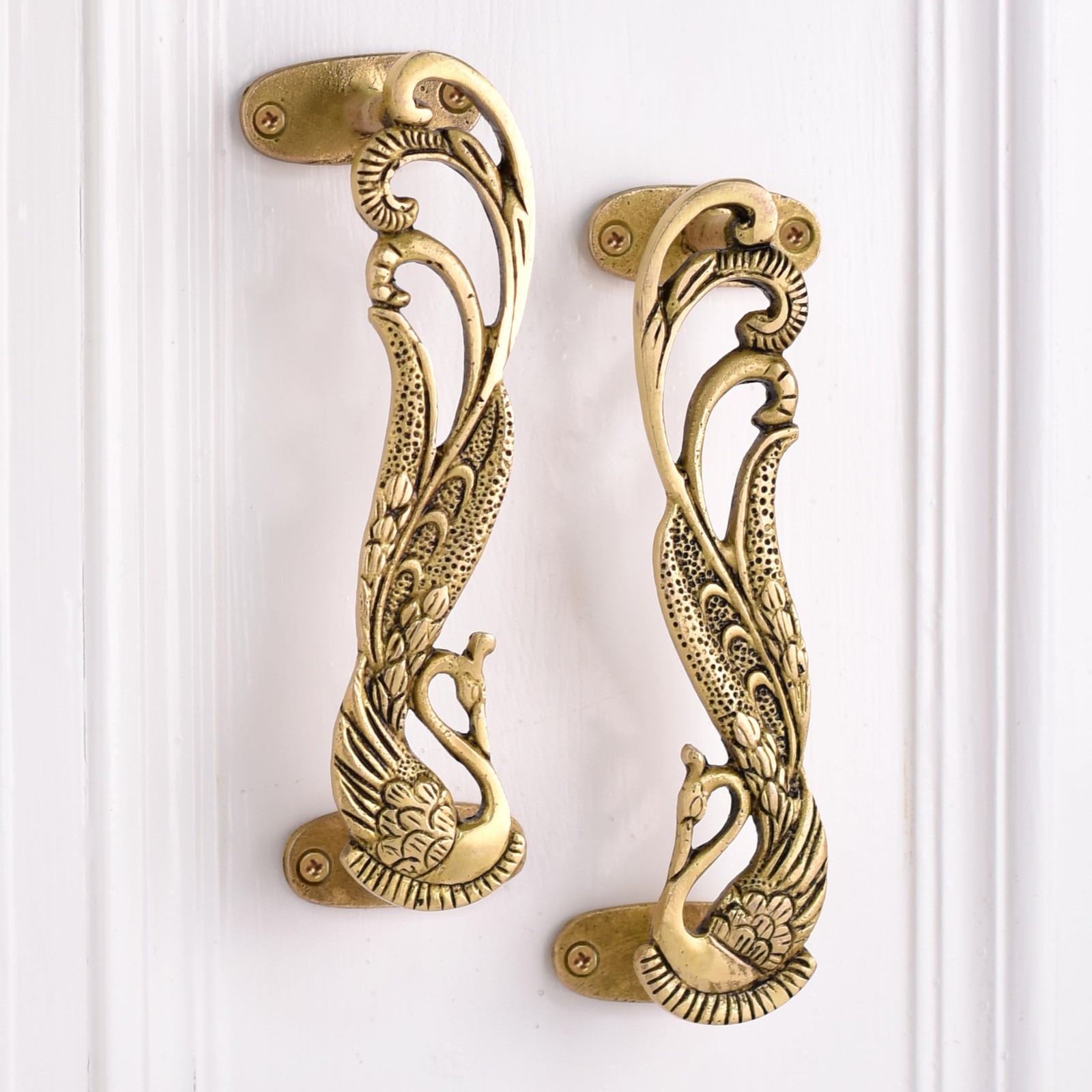 Indian Shelf 1 Pair Peacock Decorative Door Handles Interior Vintage Door Pulls