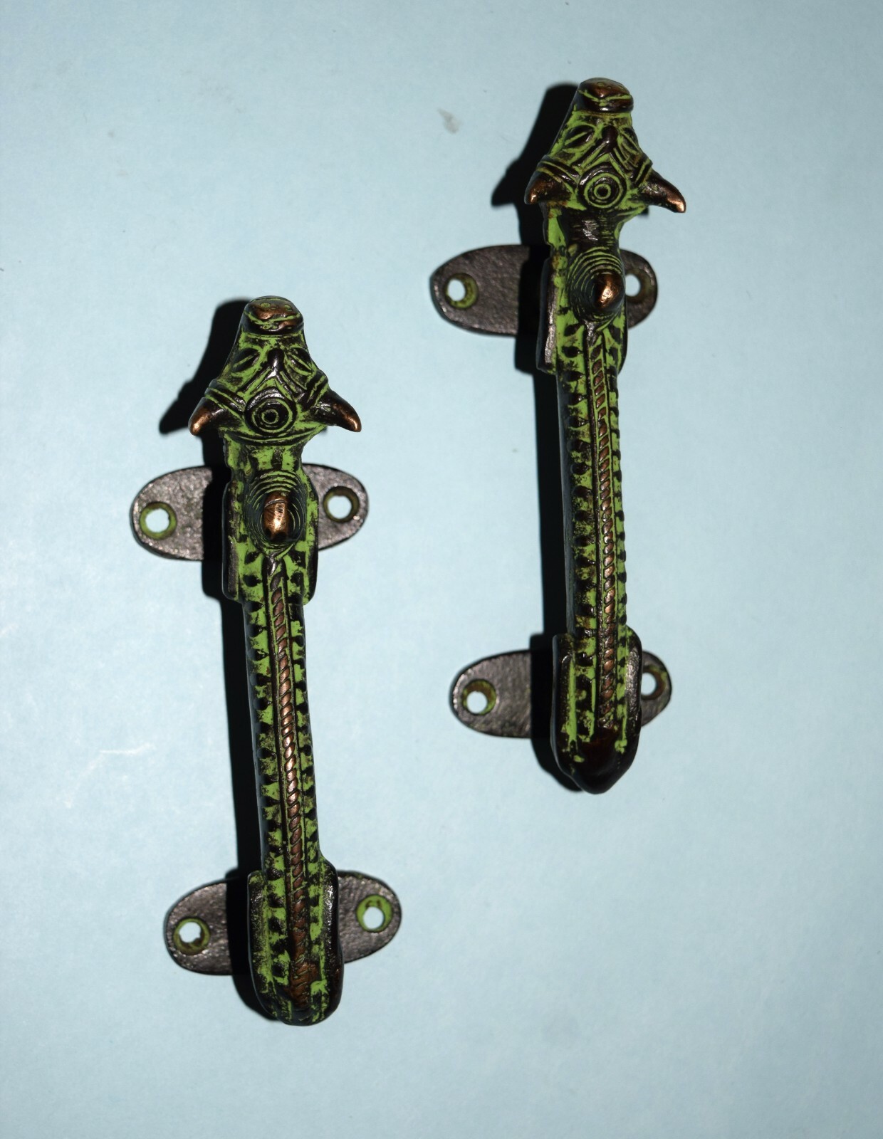 Tribal Art Nandi Door Handles Pair Farming Bull Cupboard Grips Gate Puller HK162