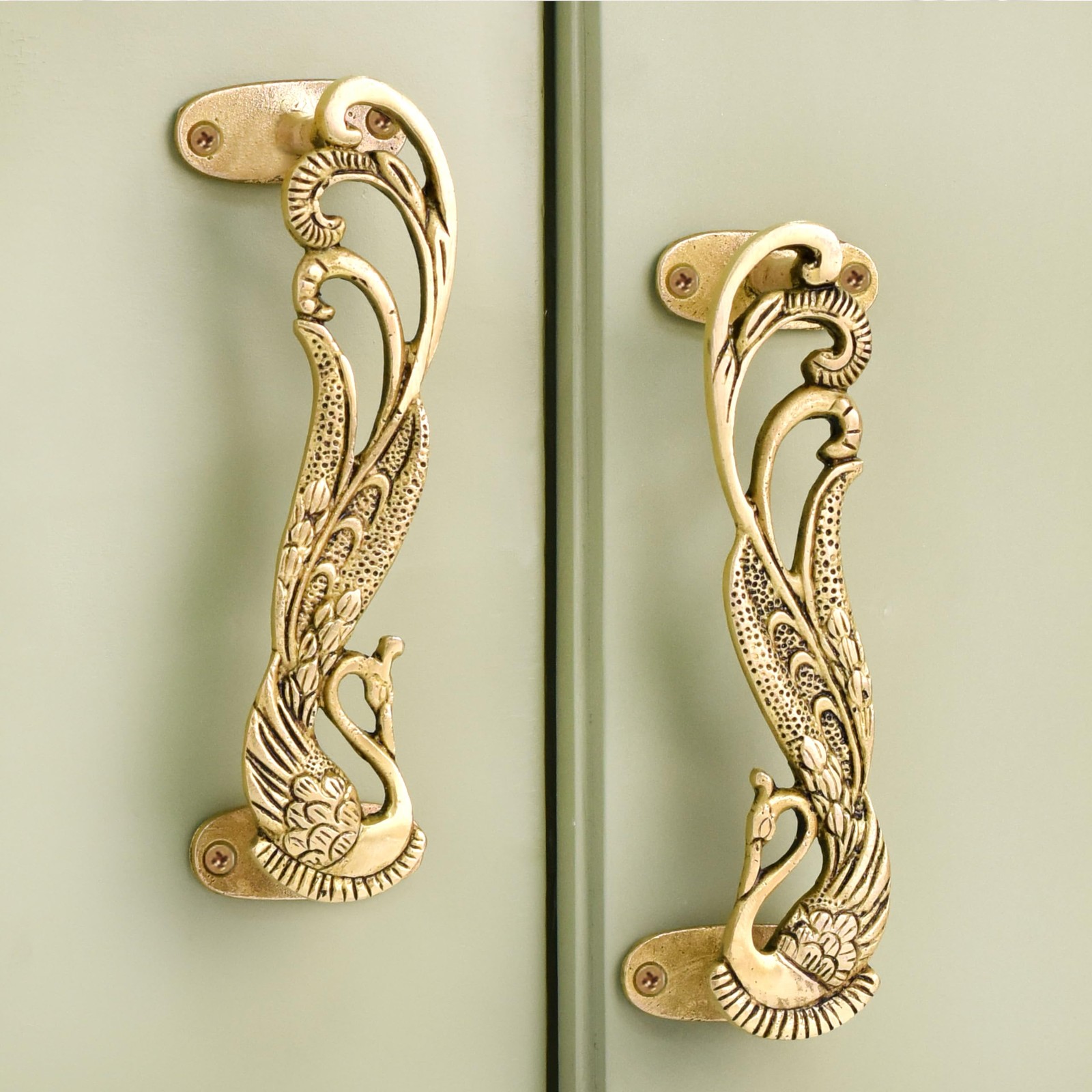 Indian Shelf 1 Pair Peacock Decorative Door Handles Interior Vintage Door Pulls