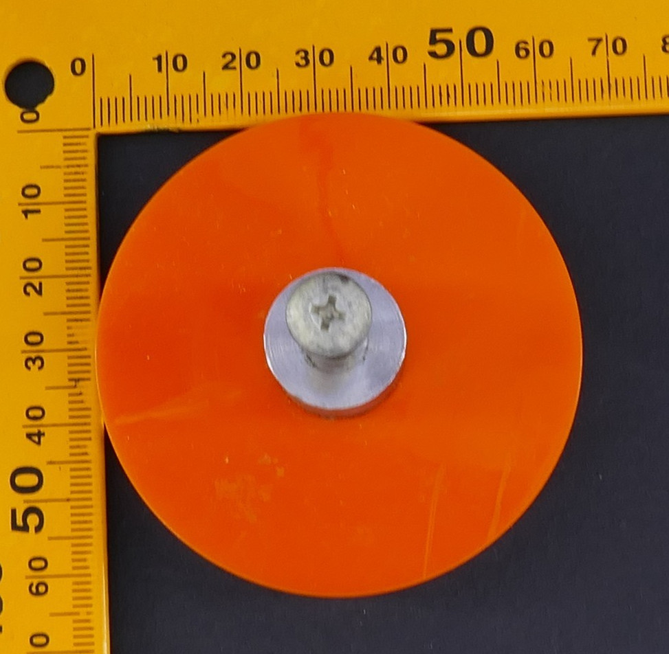 2 LARGE ORANGE LUCiTE MiD CENTURY 2-1/2″ ROUND CABiNET DRESSER DRAWER PULL KNOB