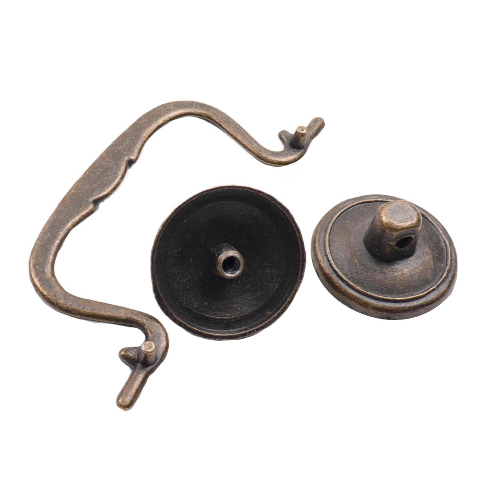 6 Antique Bronze Drop Bail Pulls – Vintage Drawer Cabinet Handles, 3.3″ Centers