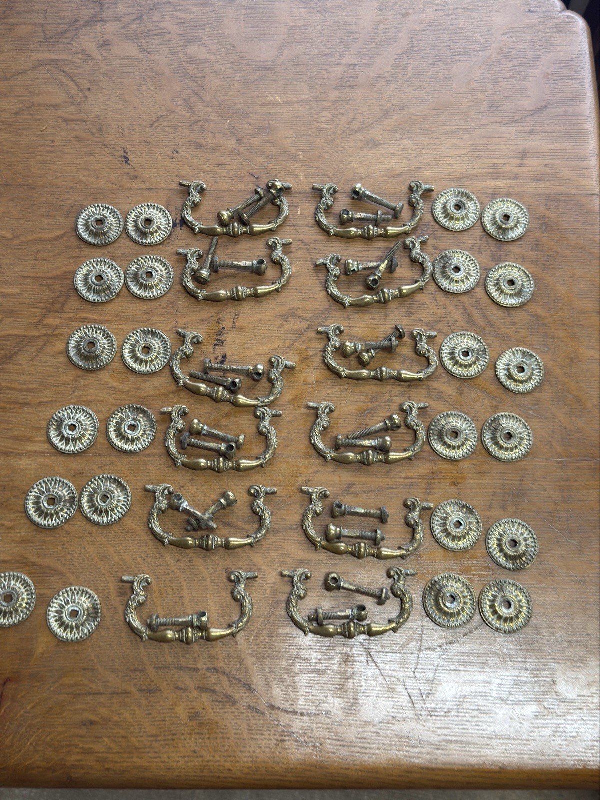Antique Georgian bronze brass hardware chippendale period set 18th century