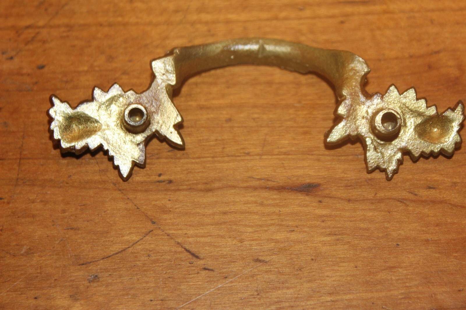 Ornate French Provincial Drawer Pull in Cast Bronze Unmarked Natural Patina J-5