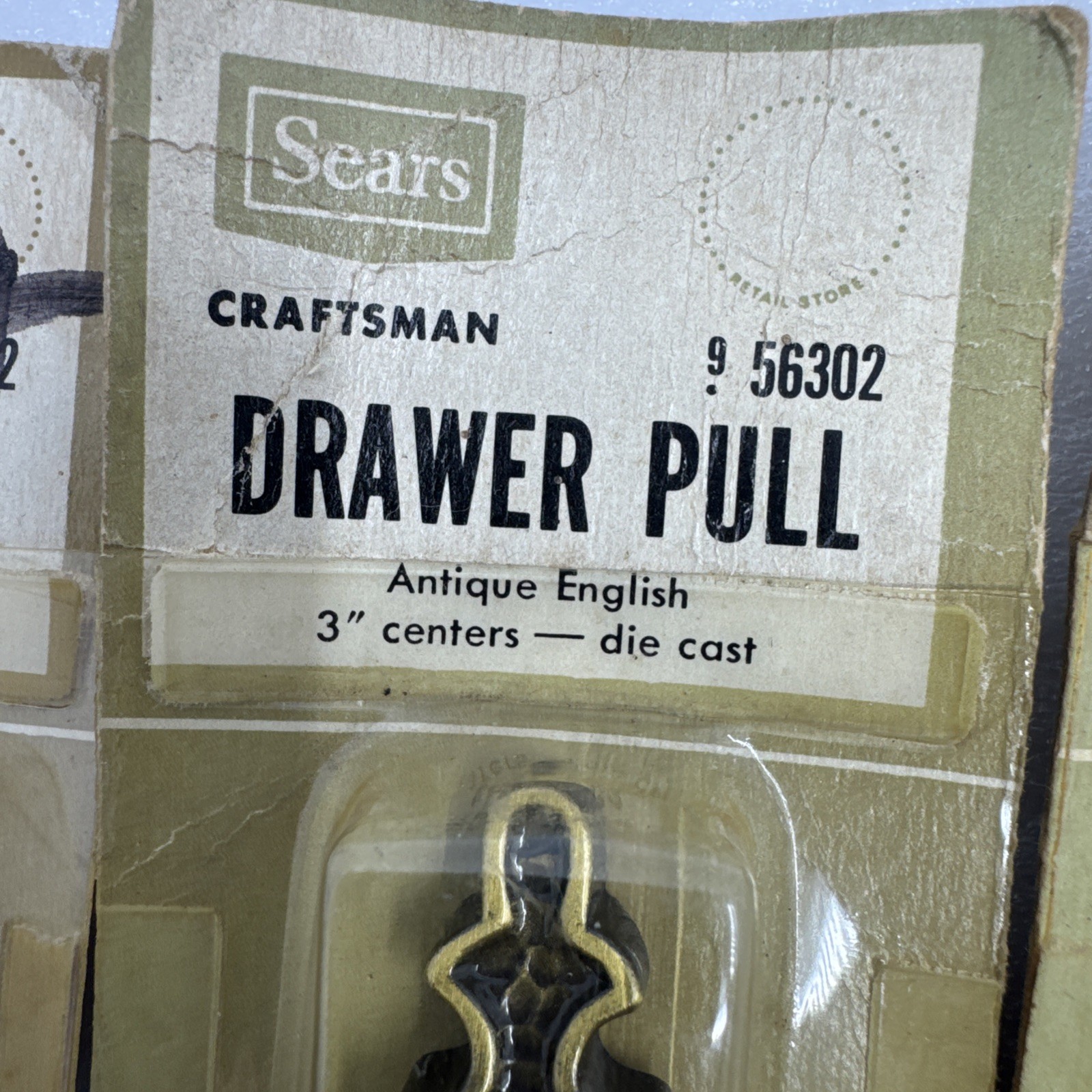 Lot Of 7 Vintage Sears Craftsman Die-Cast Drawer Pulls Antique English 3” Center