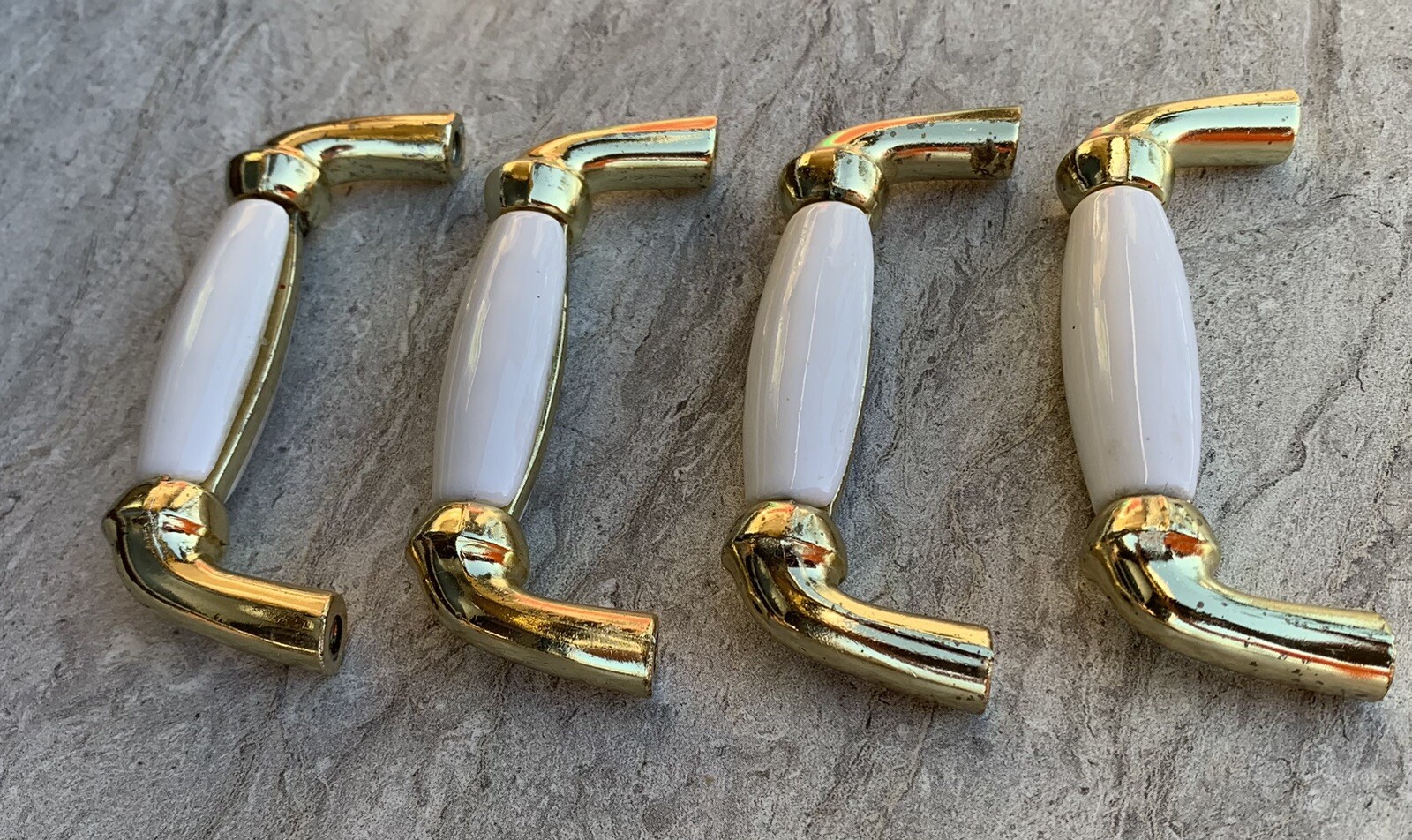 PORCELAIN HANDLES PULLS 4 Brass Handles 5 Pulls LOT OF 9 Mixed White Beige