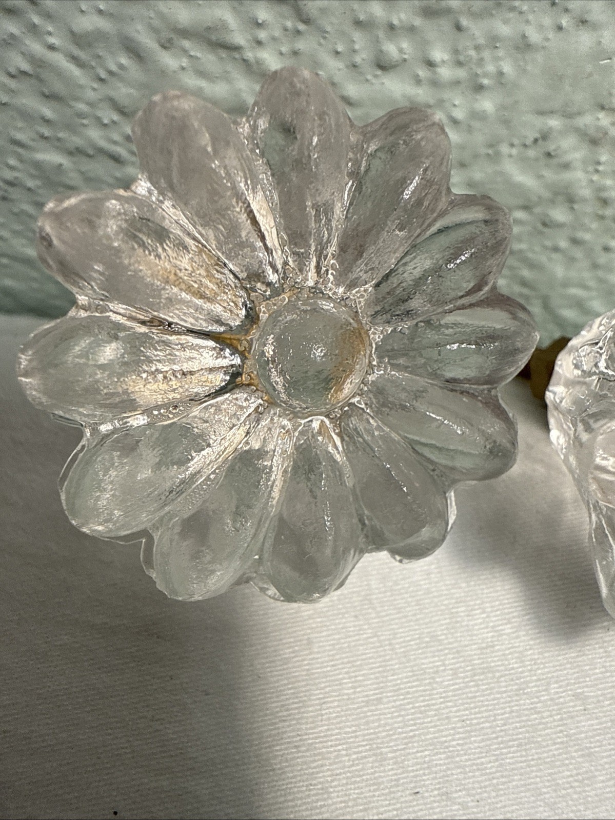 DRAWER CABINET KNOB PULL Flower Floral Clear Glass Fancy Chic Cottage LOT 4