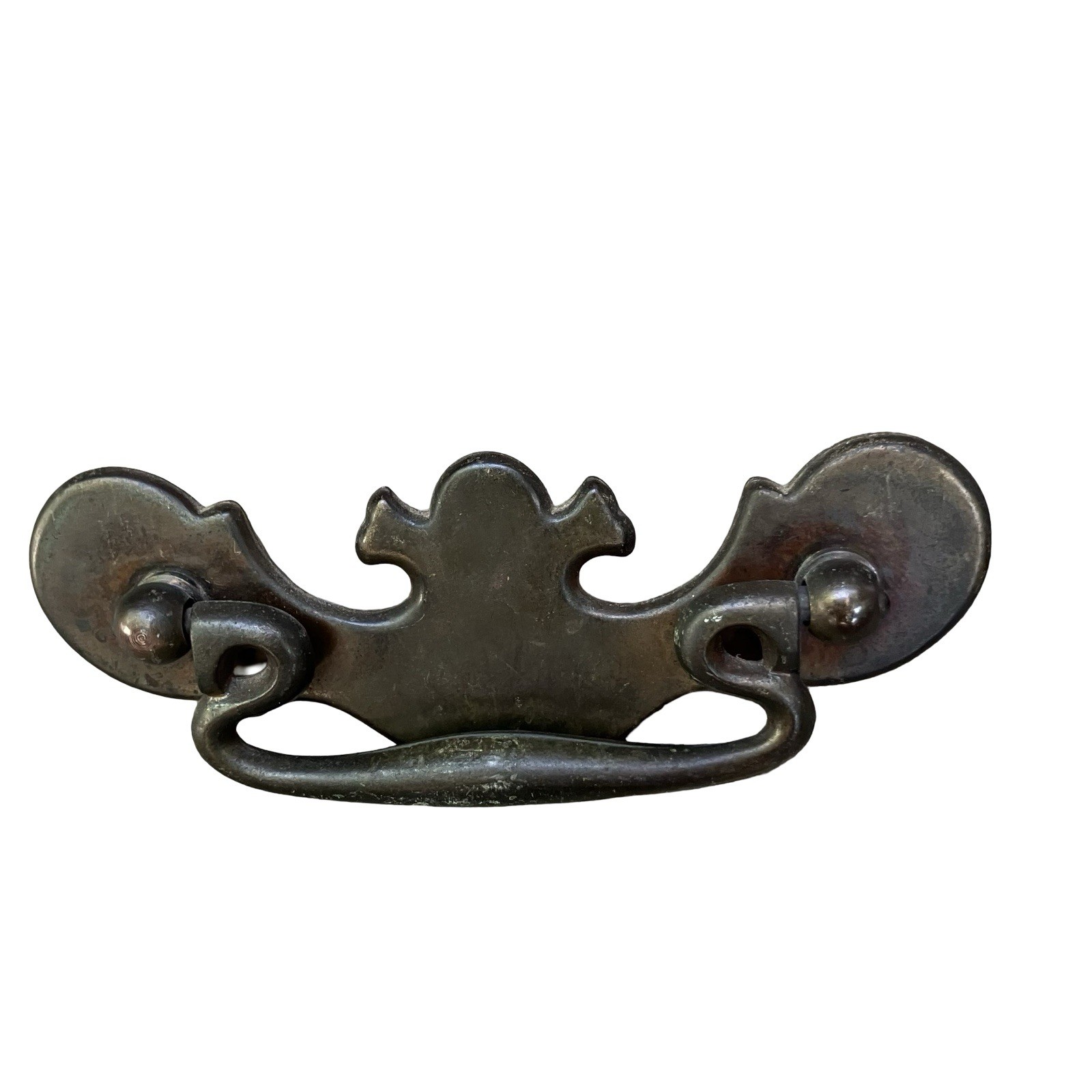 VTG Chippendale Bail Drop Drawer Pulls Batwing Brass-Metal Reclaimed Lot Of 5