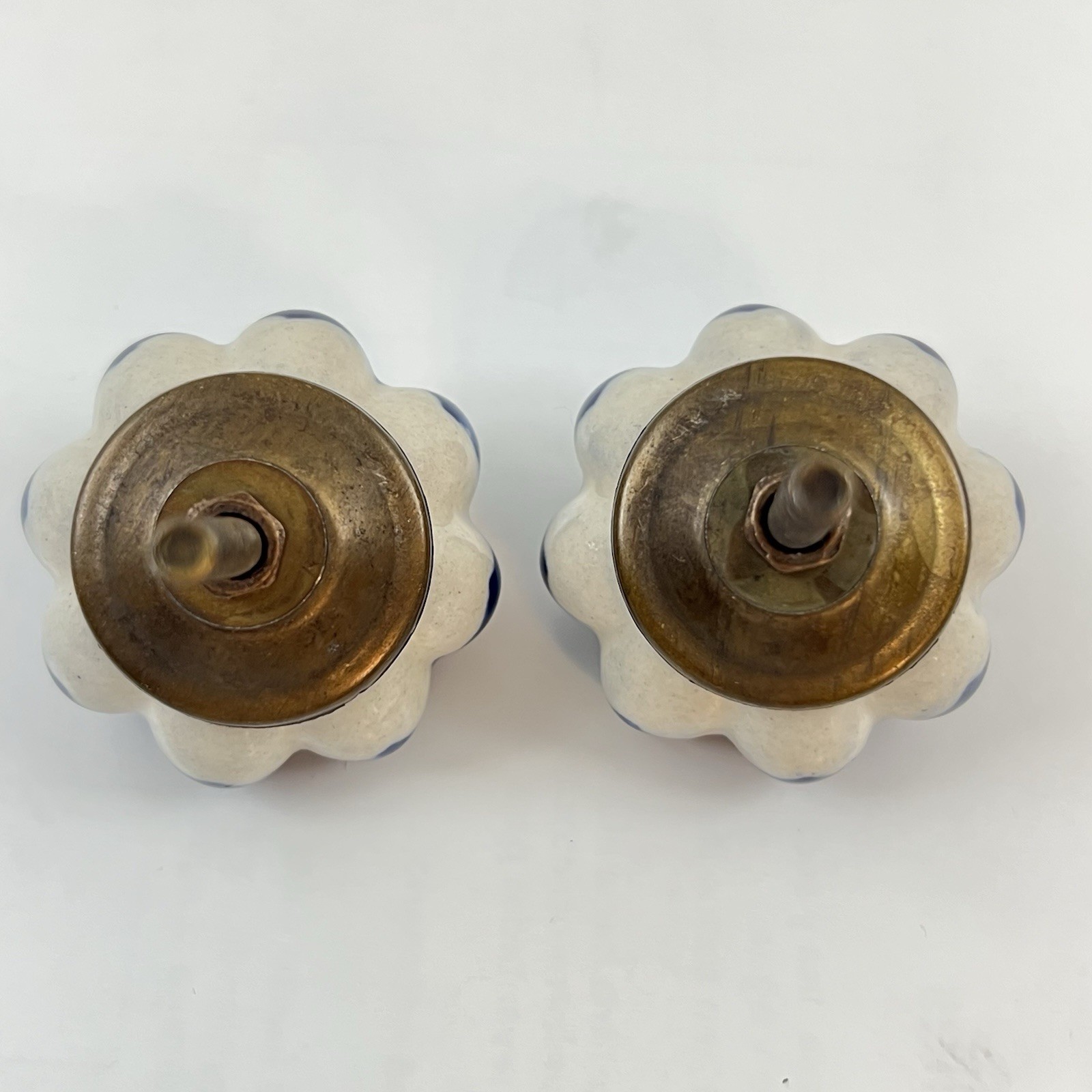 Ceramic Blue White Drawer Knobs Cabinet Pulls Lot Of 2 Decorative Star Pre-owned