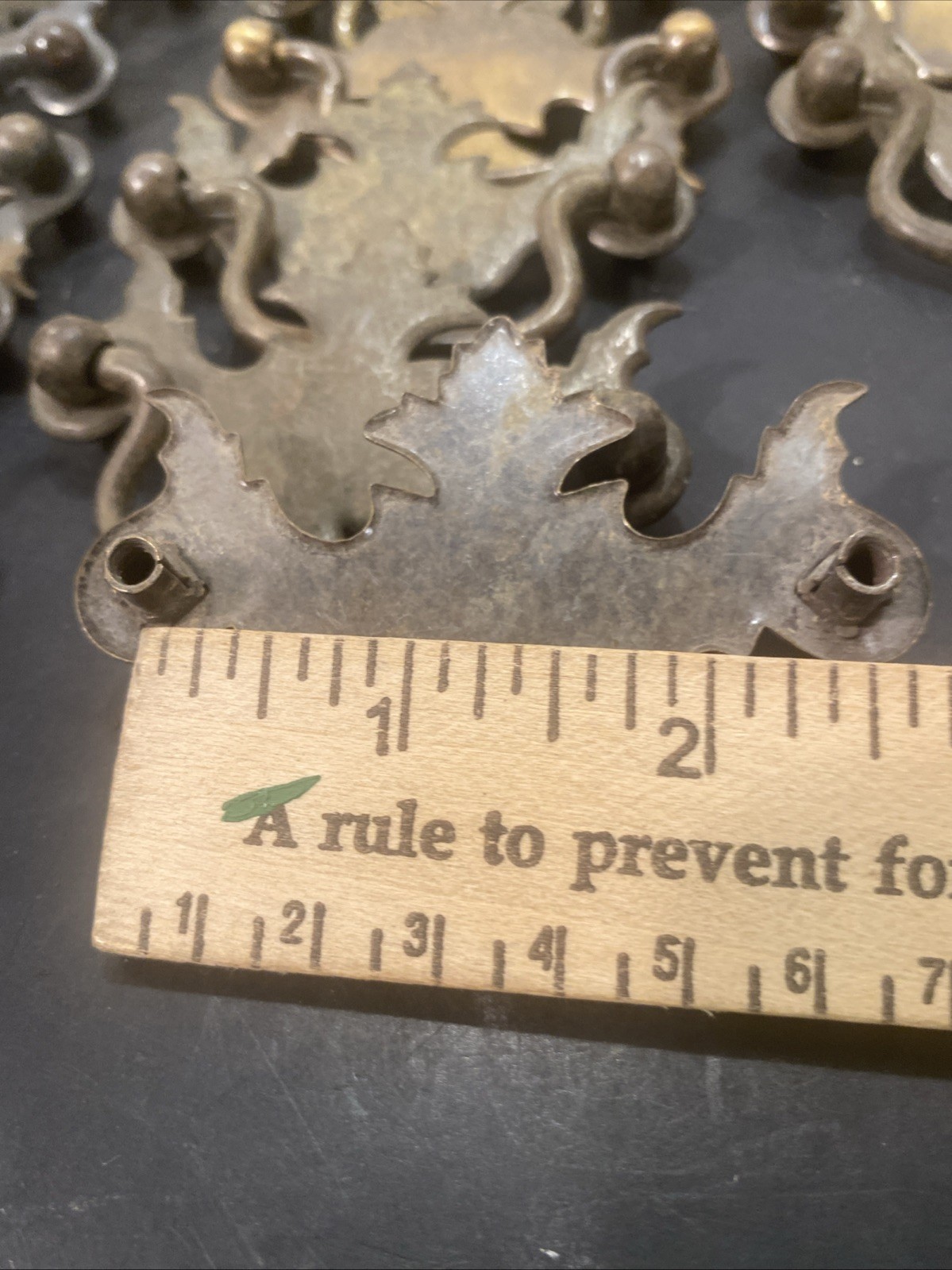 Vintage Chippendale Batwing Handle Set Brass Draw Pulls Set of 37 No Screws B82