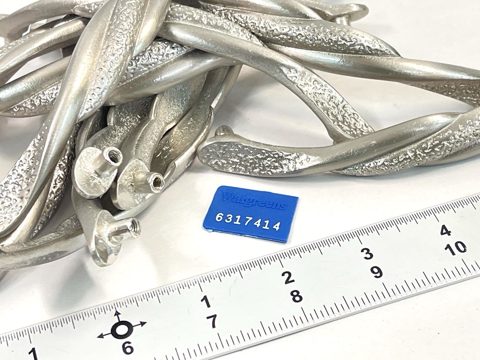 KBC Vintage Drawer Pull Fixed Handle Hammered Nickel Twist 5.15″ OCB lot#7414
