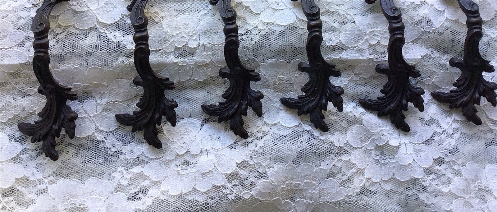 French Provincial Ornate Leaf Design pre-owned Drawer Handles Set Of Six