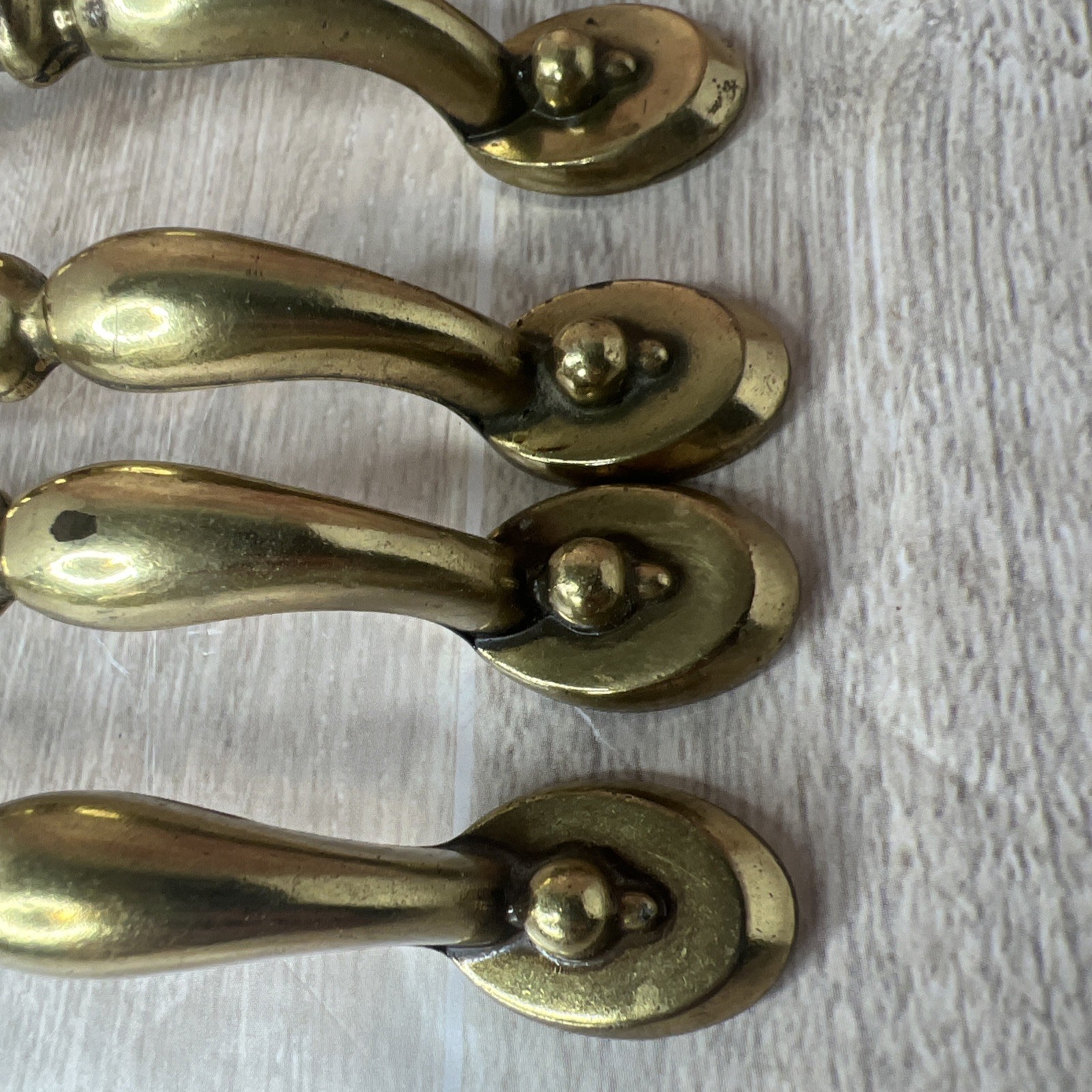 7 Antique MCM Brass Cabinet Handles 3 Inch on Center with Screws