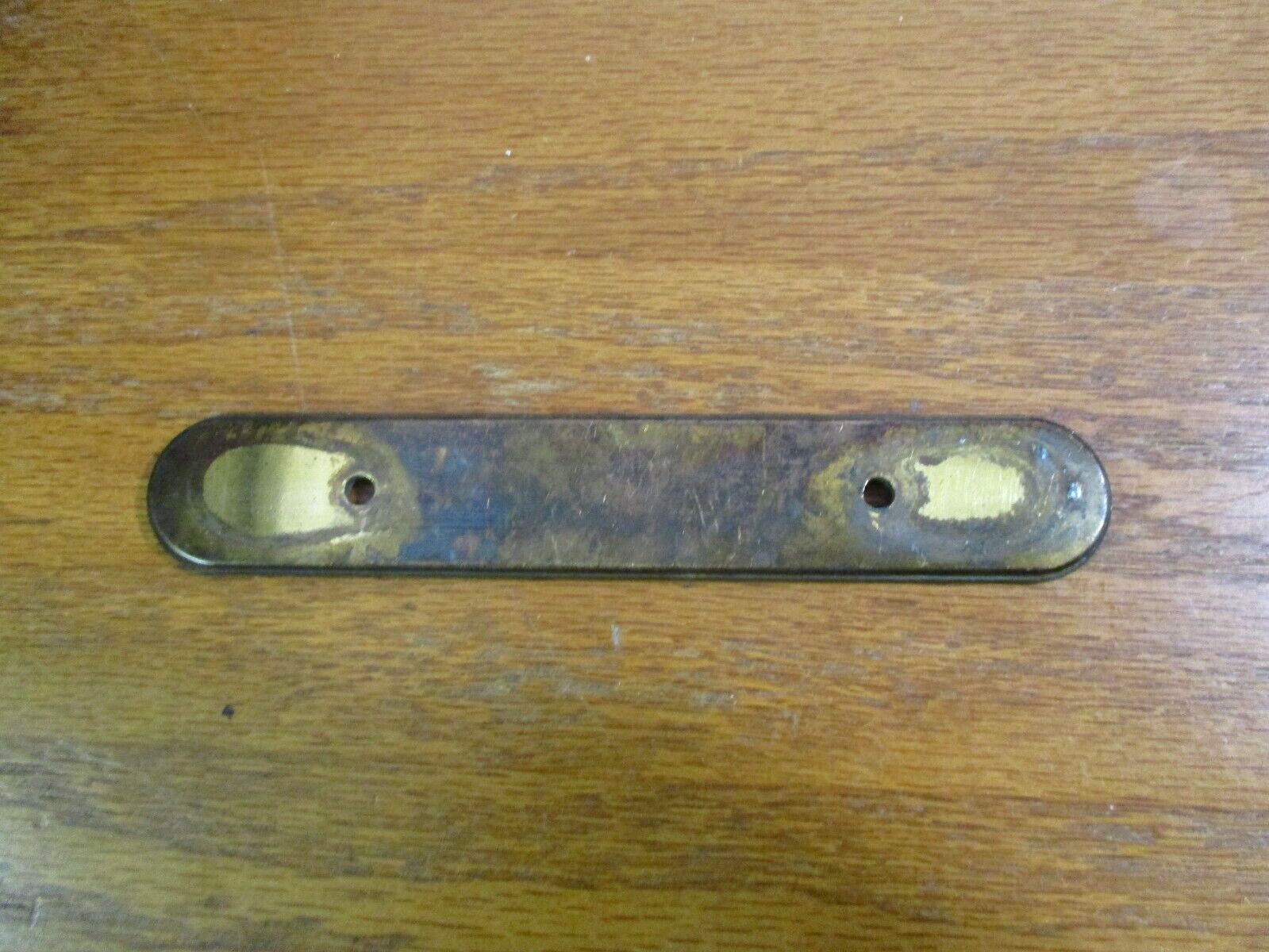 Amerock H6-3871 Aged Tarnished Dark Brass Pull Handle Backplate 3″ Centers Vtg