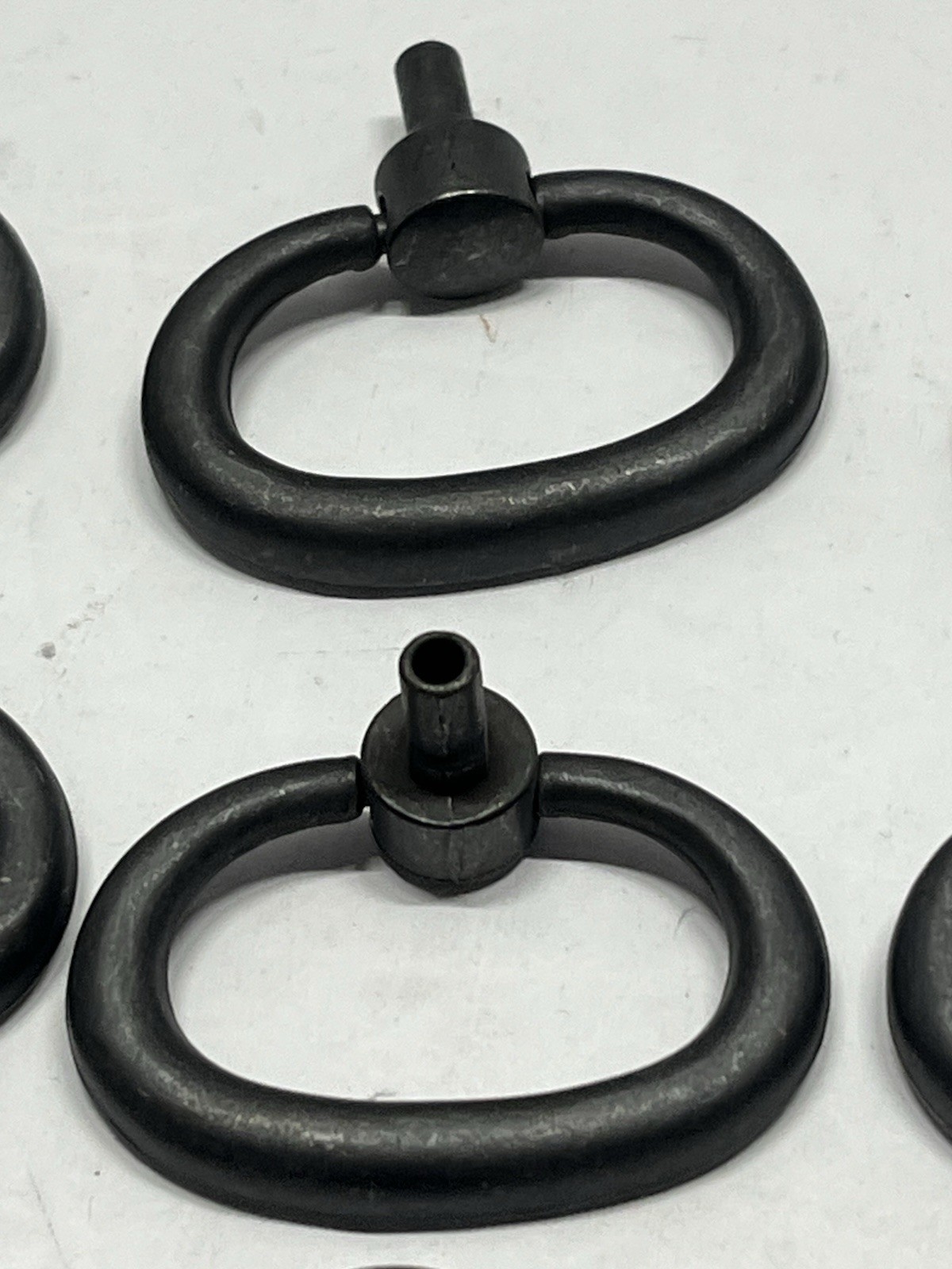 Vintage Lot(12) NOS KBC Black Powder Coated Rd.Drop Ring Drawer Pulls