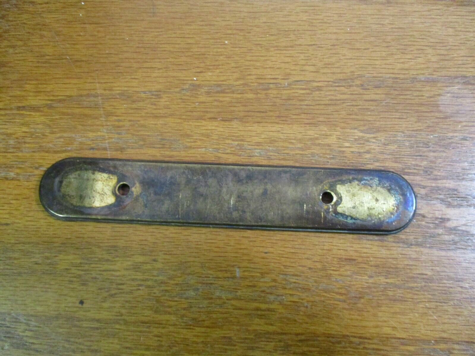 Amerock H6-3871 Aged Tarnished Dark Brass Pull Handle Backplate 3″ Centers Vtg