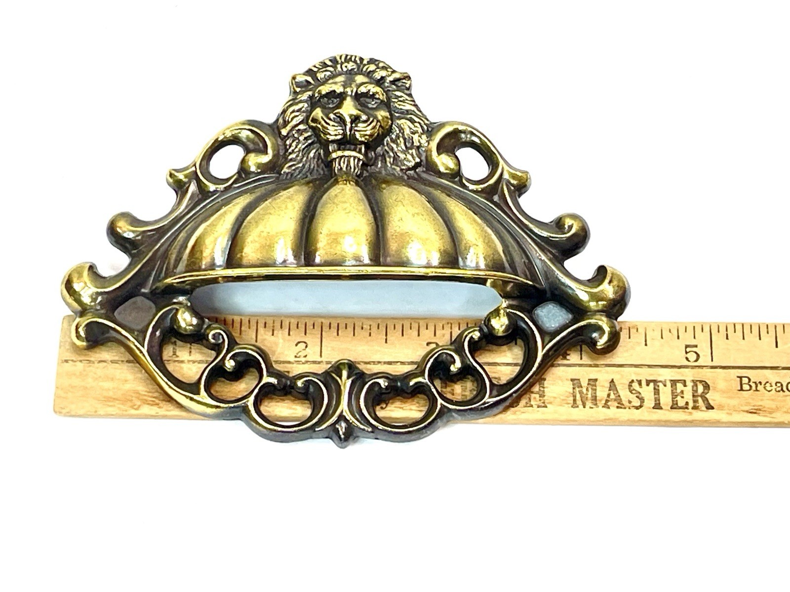 NOS 4.5″ Lion Head Bin Pull Drawer Handle KBC Brass Co