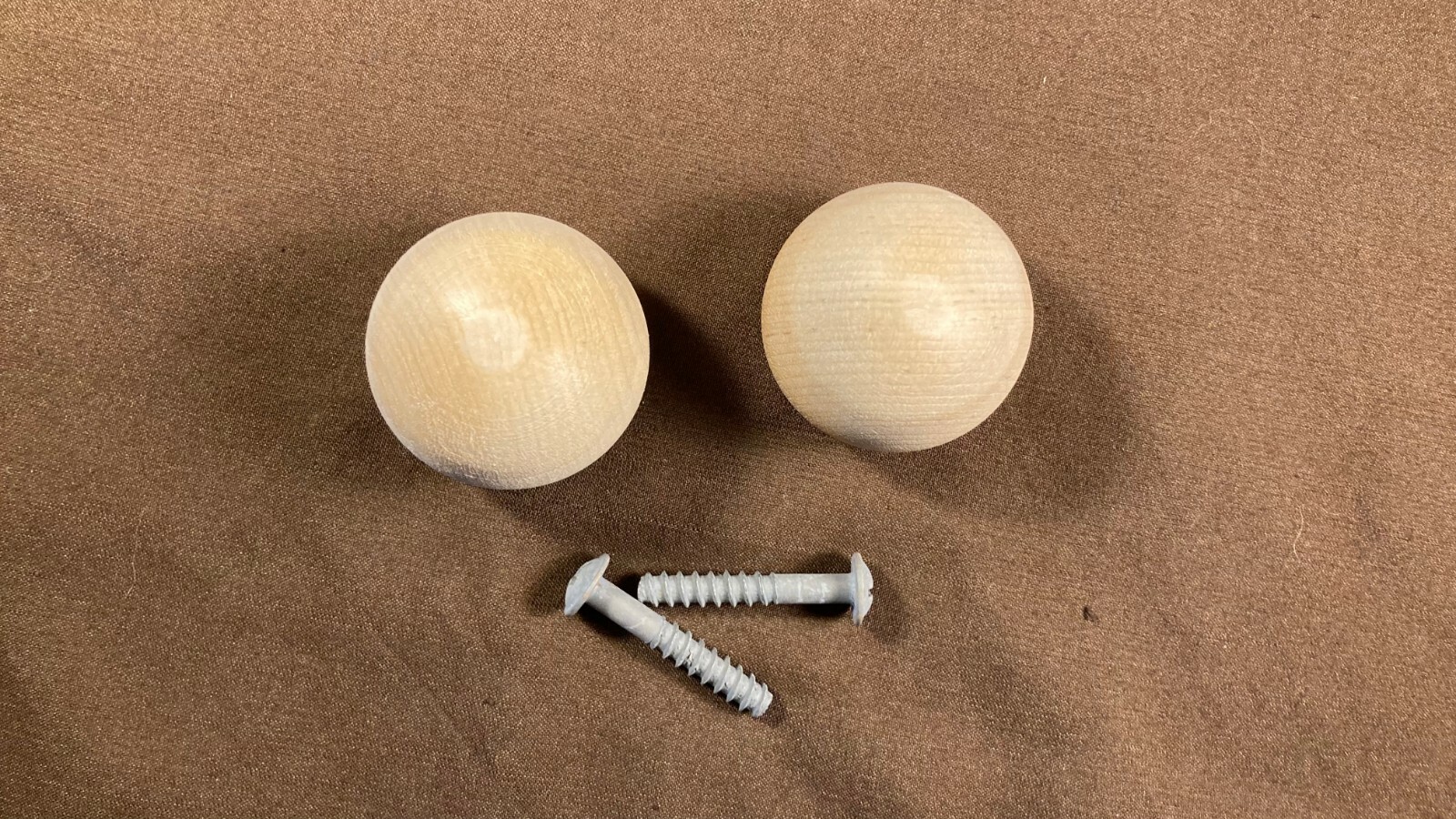 Pair of Wood Round Ball Orb Knob Pulls Vintage Furniture Dresser Drawer MCM USA