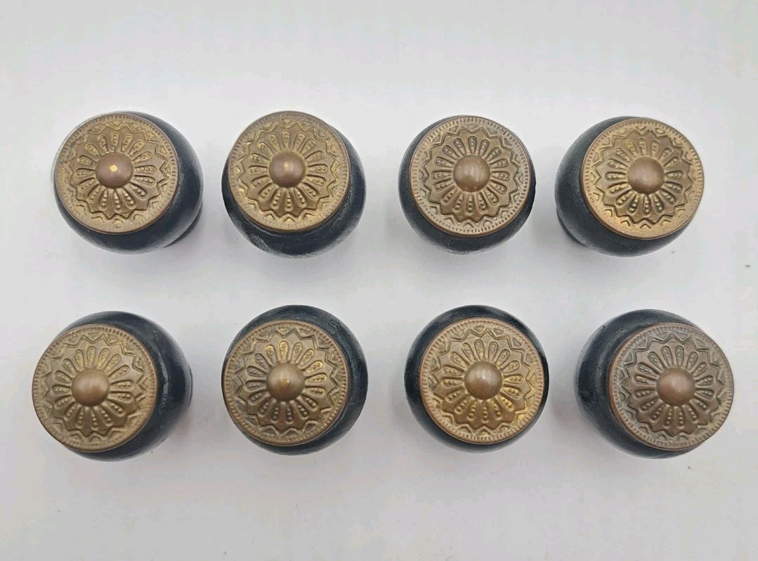 Vintage Drawer Pulls Door Spool Cabinet Knobs Cabinet Wooden Hardware Lot of 8