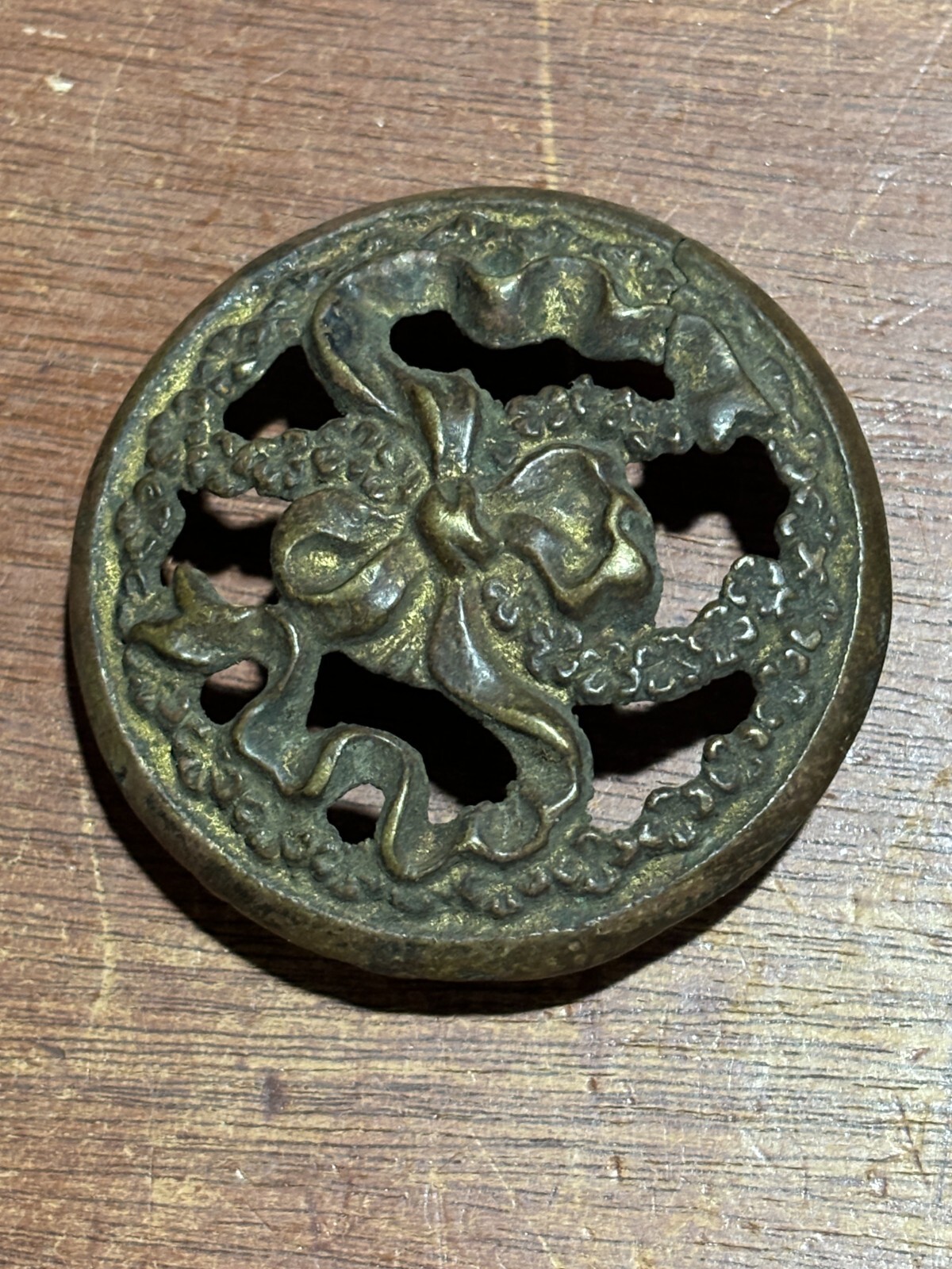 3 Vintage Ornate Round Cabinet Knob Drawer Pulls 2 inch Diameter
