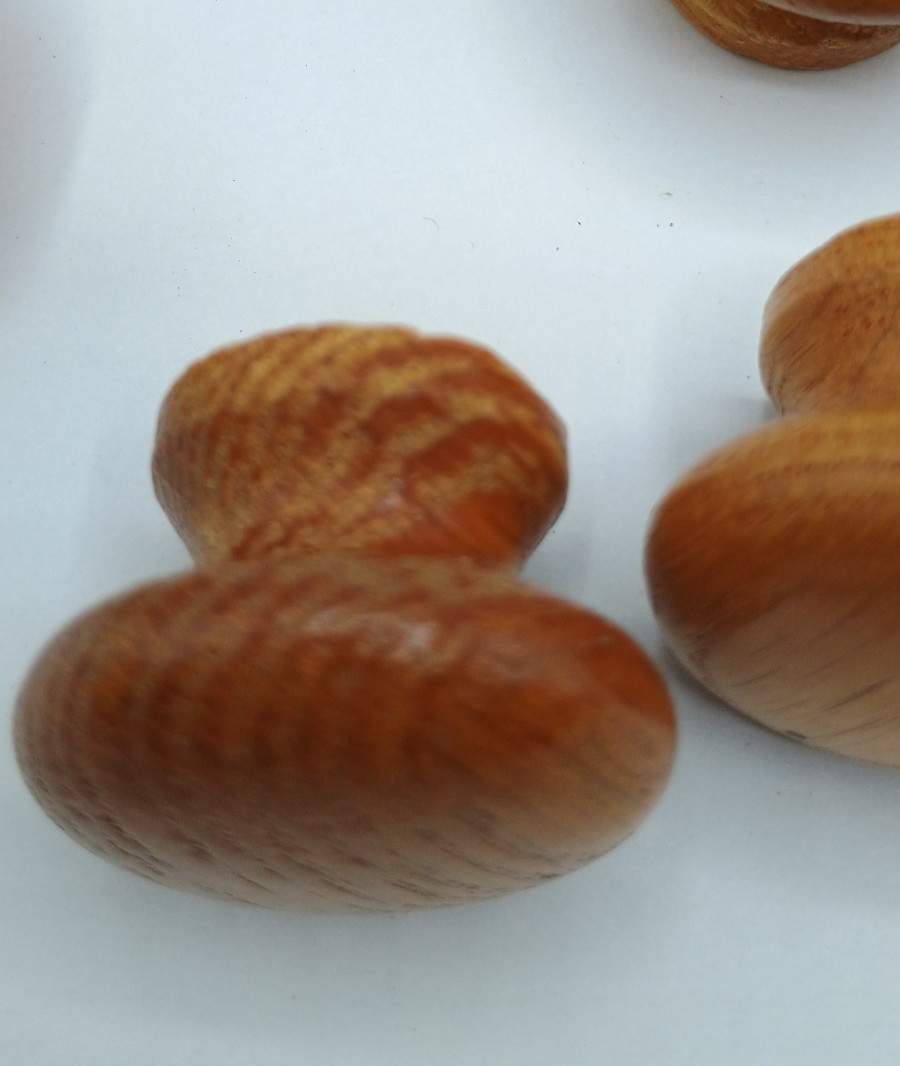 10 Vintage Round Wood Oak Mushroom Drawer Pull Knobs 1.5″