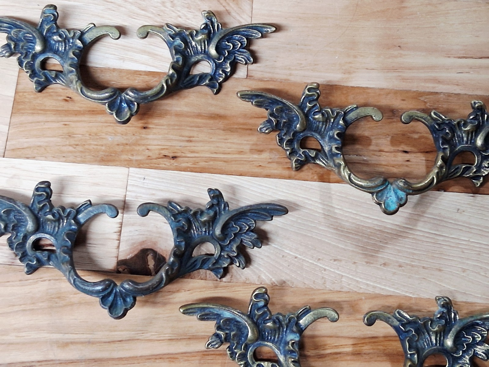 Lot Of 4 Vintage German Ornate Brass Drawer Pulls