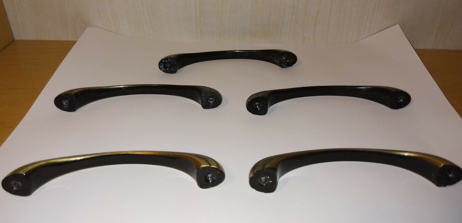 5 Vintage Bronze Tone Drawer Cabinet Handle Pulls Grooved Lines 4 1/4″