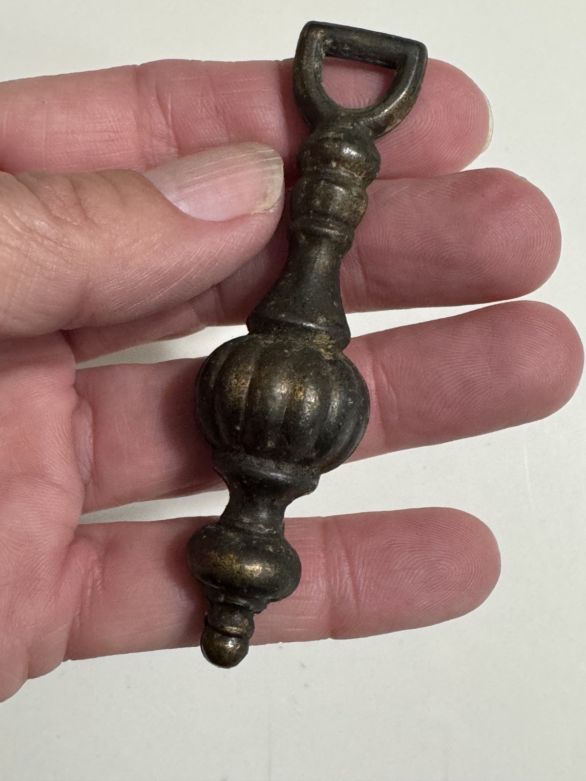 Vintage Large Bronze Antique Brass Tone Finish Hanging Drop Drawer Pull Hardware