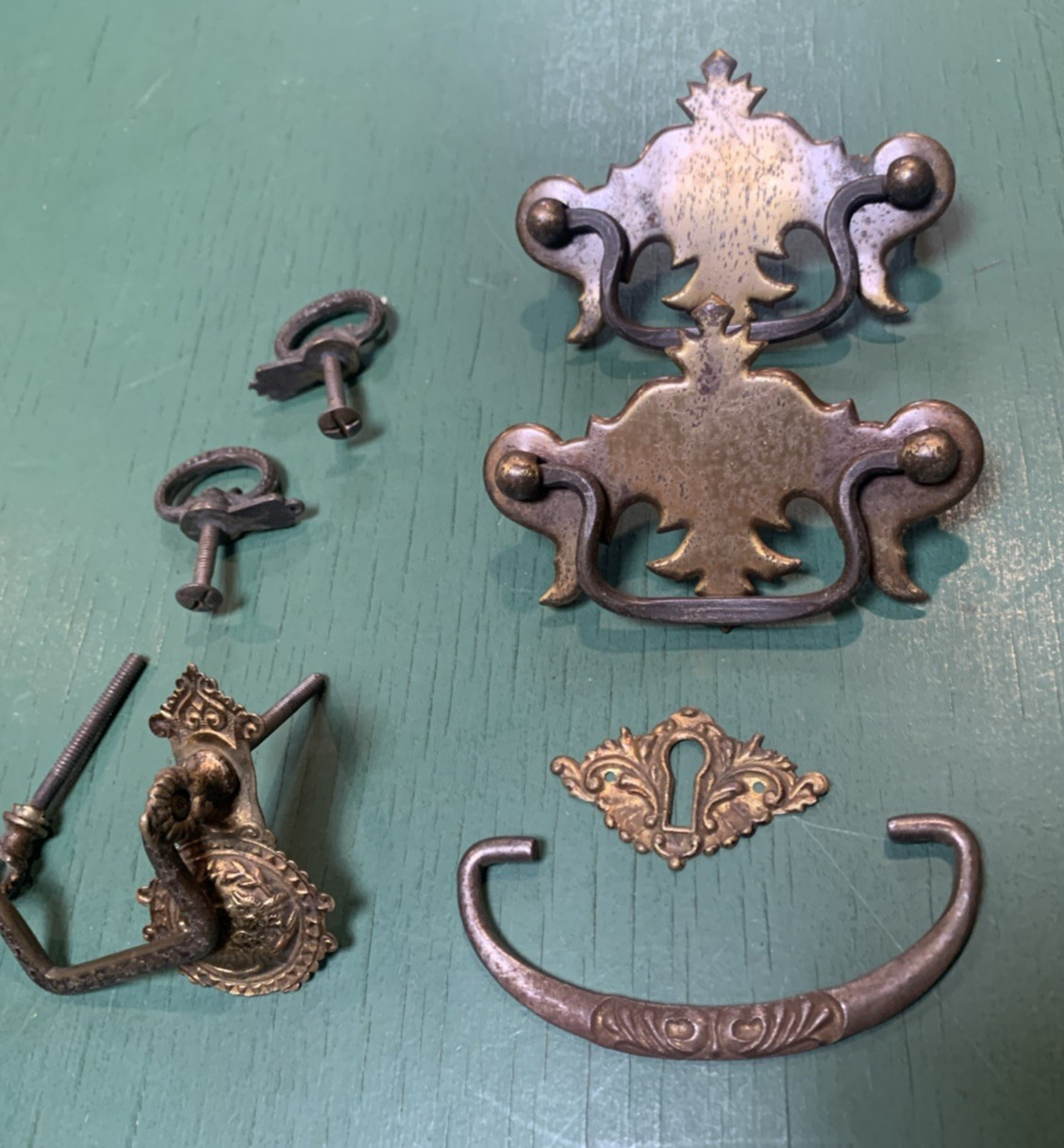 Mixed Lot Antique/Vintage Hardware Furniture Drawer Backplates Metal Brass 8 Pcs