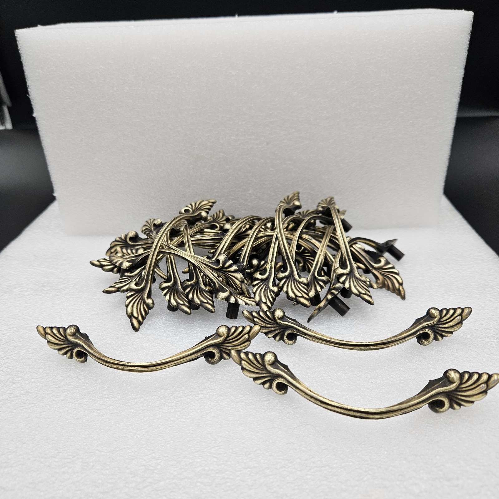 Drawer Handle Pull, Victorian Ornate Scrolling, Brass & Black 3″ Multiple Avail