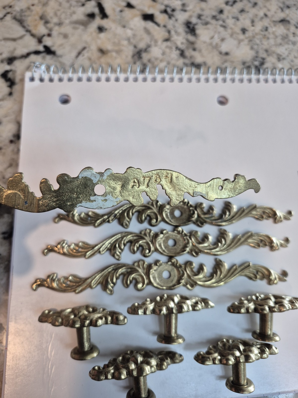 Pulls Antique Drawer Pulls 2 Piece Ornate Floral Knob Pull BRASS Backplate Lot 5