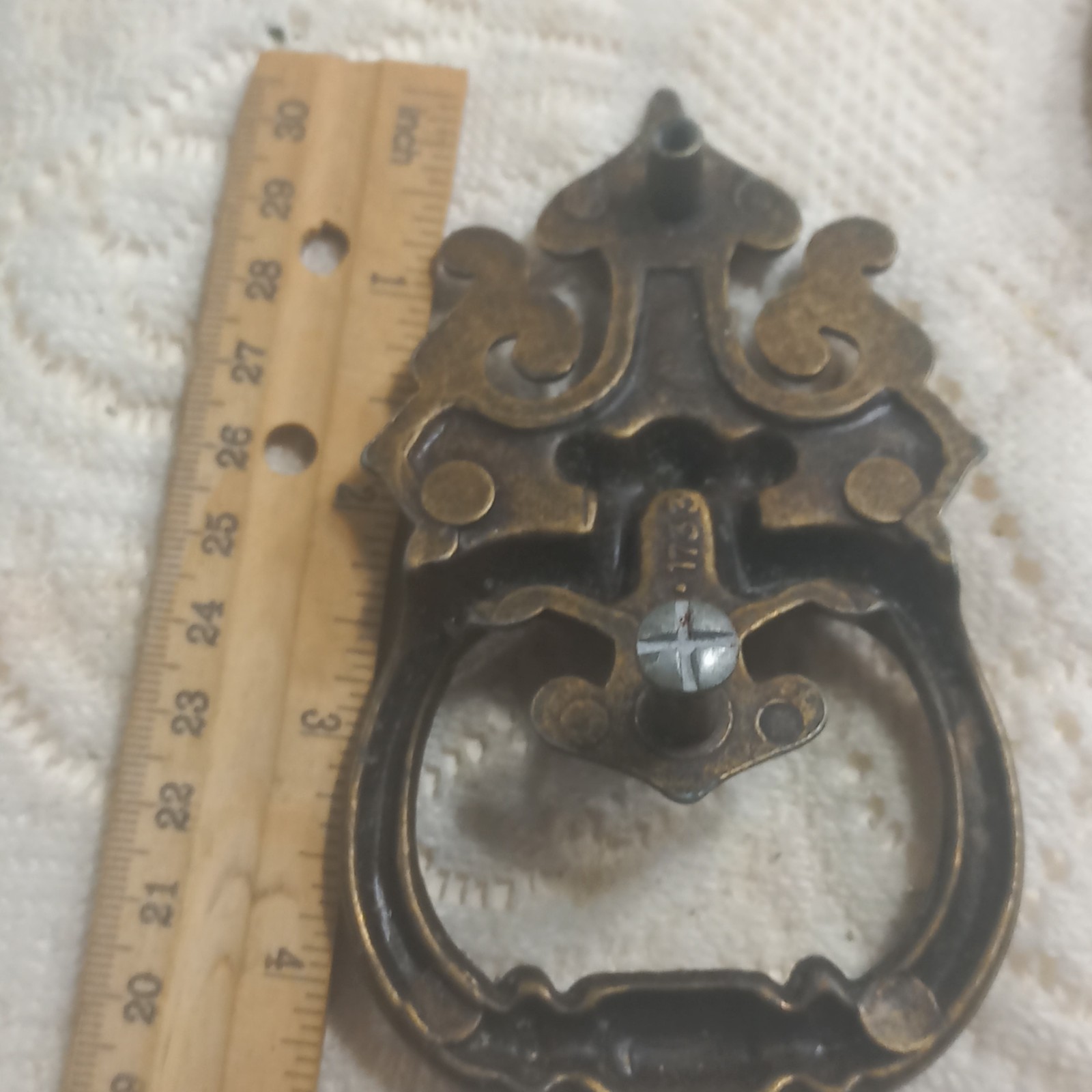 5 National Lock Co Spade Tip Colonial Drop Ring Bail Drawer Pulls 4.5″ Vintage